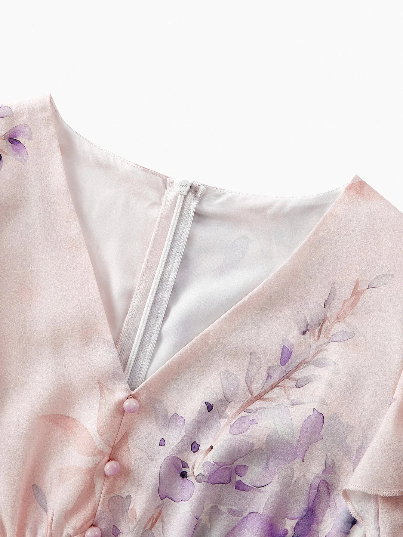 PREMIUM RUFFLE TRIM FLORAL PRINT DRESS