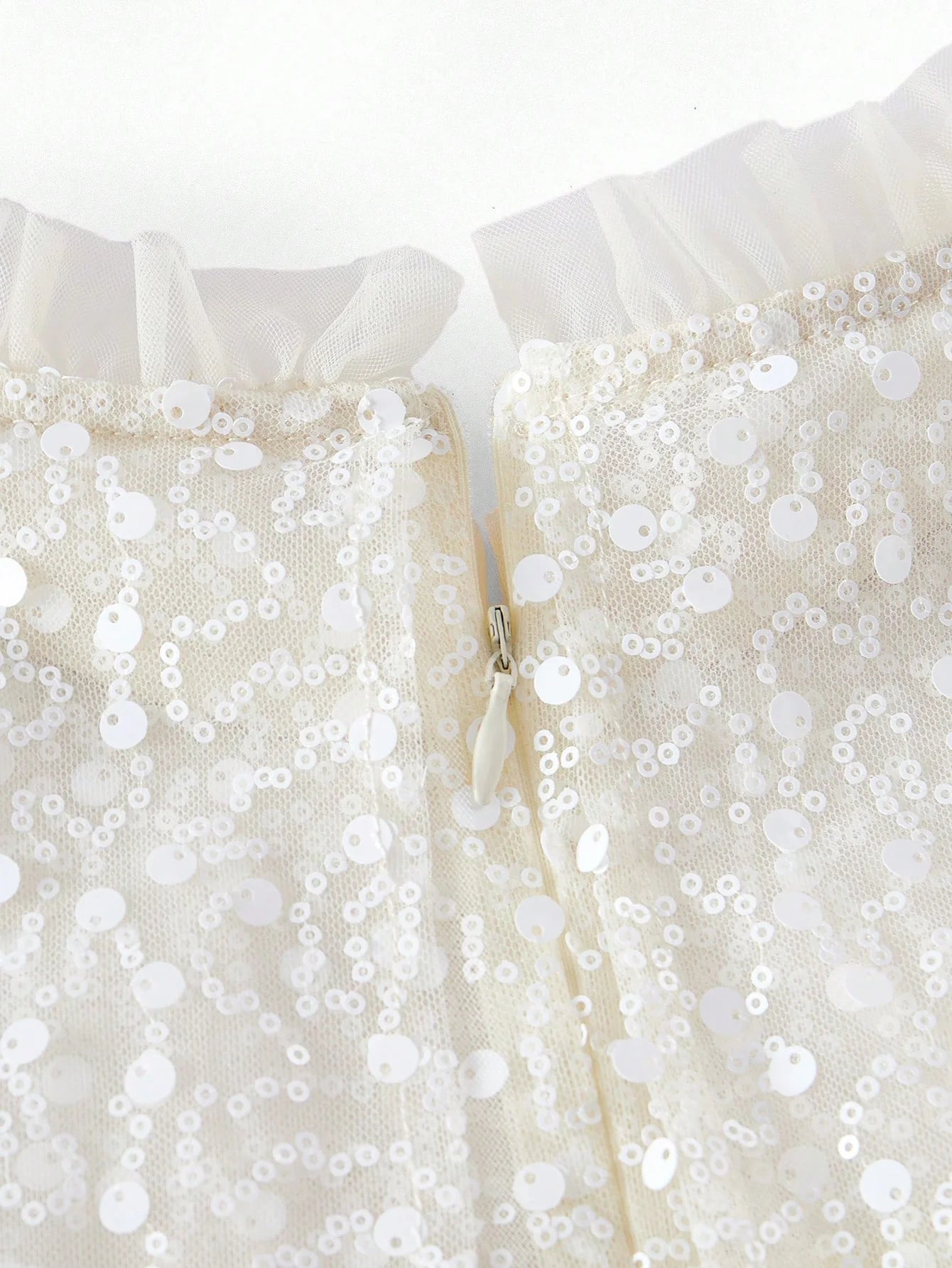 PREMIUM SEQUIN CONTRAST MESH CAPE SLEEVE DRESS