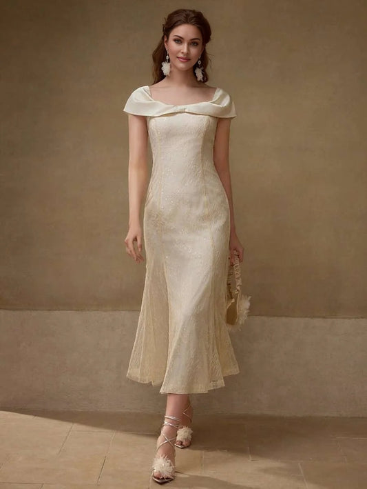 PREMIUM SEQUIN DETAIL CONTRAST MESH DRESS