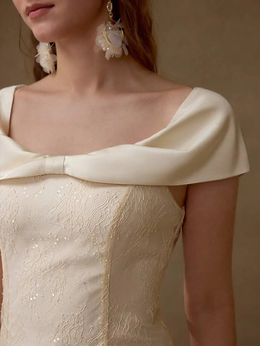 PREMIUM SEQUIN DETAIL CONTRAST MESH DRESS