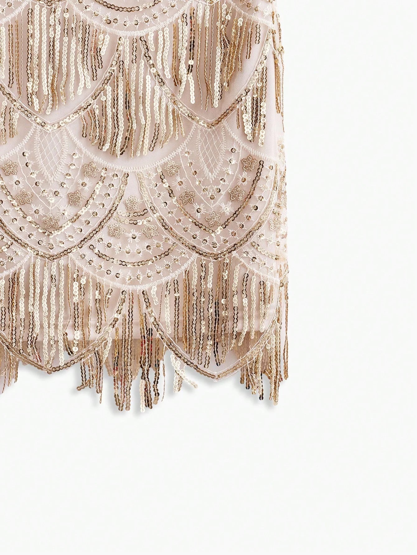 PREMIUM SEQUIN FRINGE MESH DRESS
