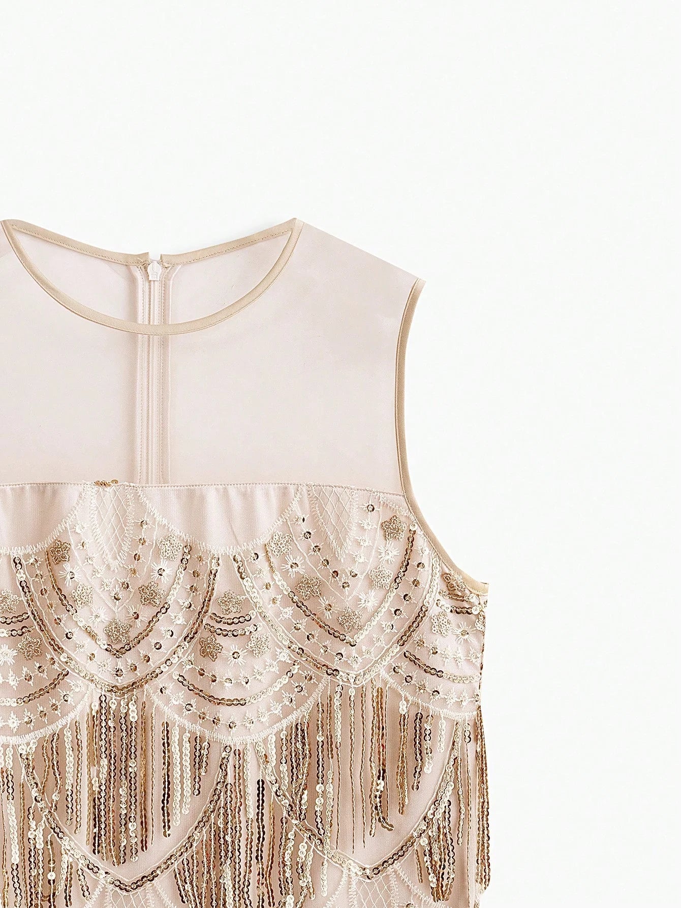 PREMIUM SEQUIN FRINGE MESH DRESS