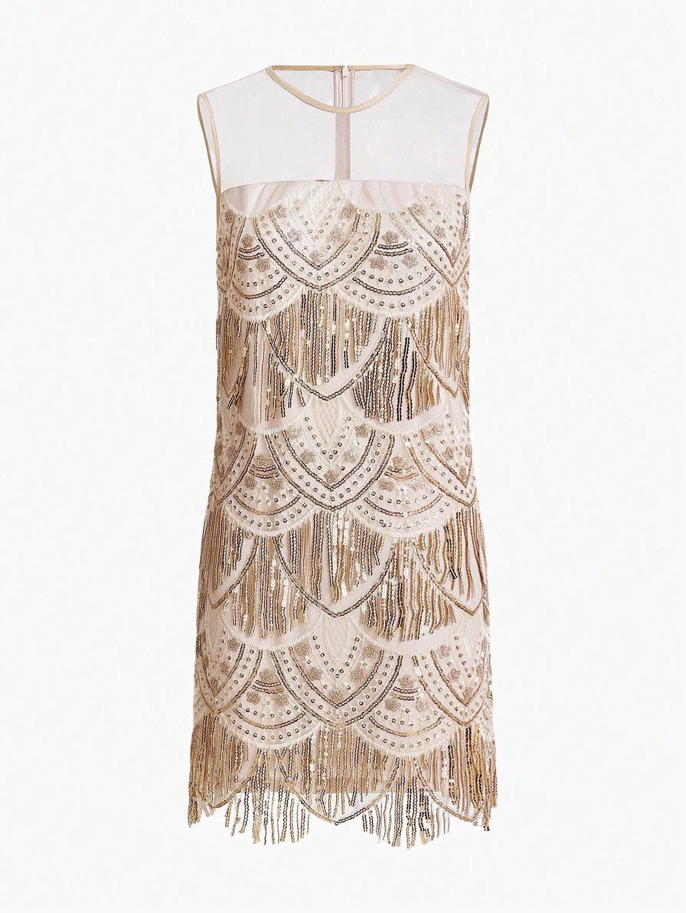 PREMIUM SEQUIN FRINGE MESH DRESS