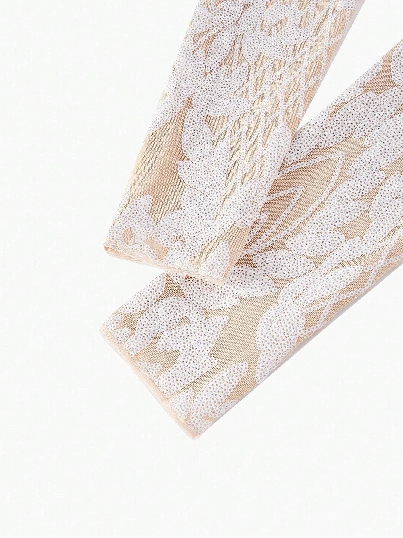 PREMIUM SEQUIN MESH OVERLAY VNECK MERMAID HEM DRESS WITHOUT BELT