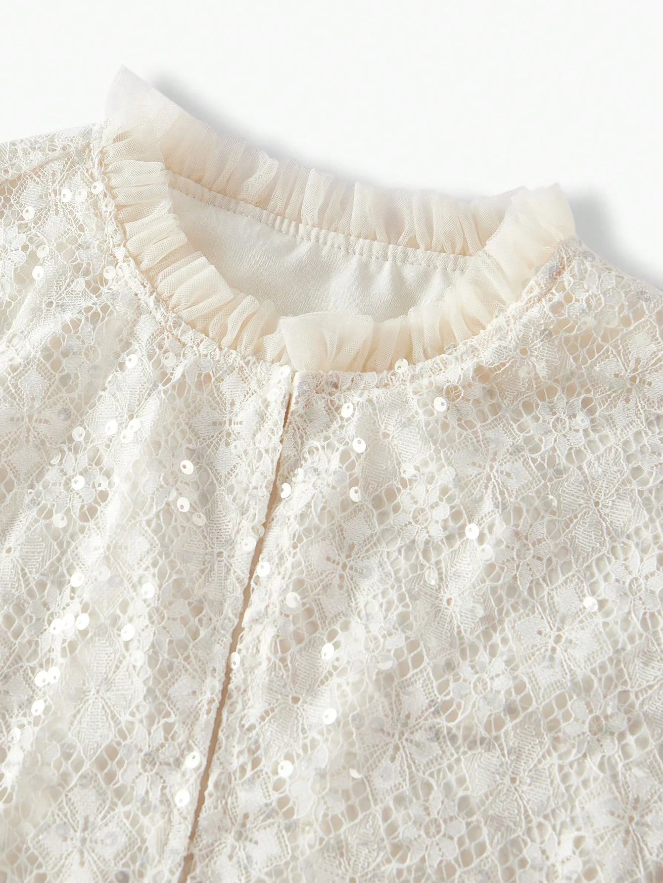 PREMIUM SEQUIN MESH RUFFLE TRIM CAPE amp DRESS