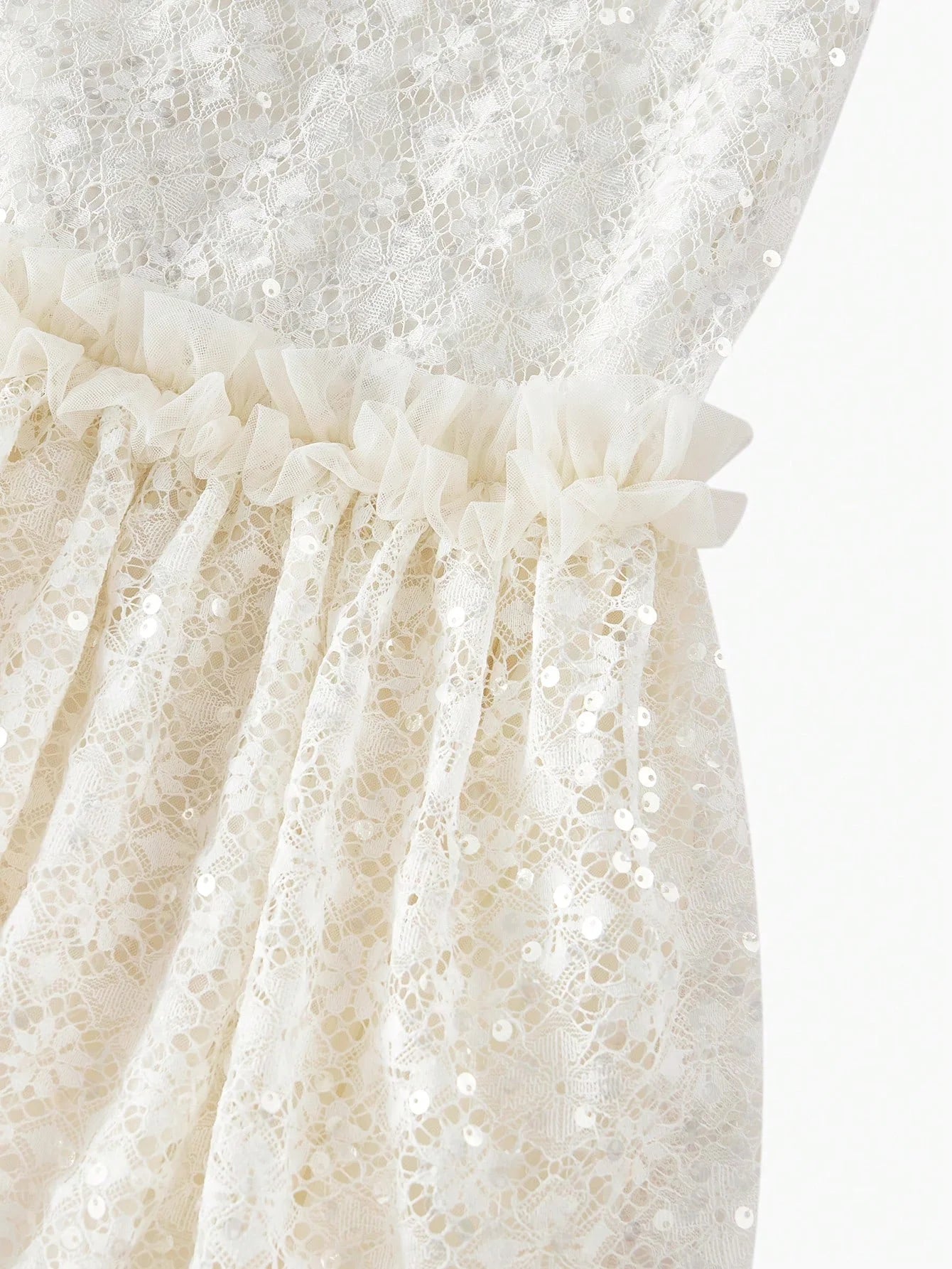 PREMIUM SEQUIN MESH RUFFLE TRIM CAPE amp DRESS