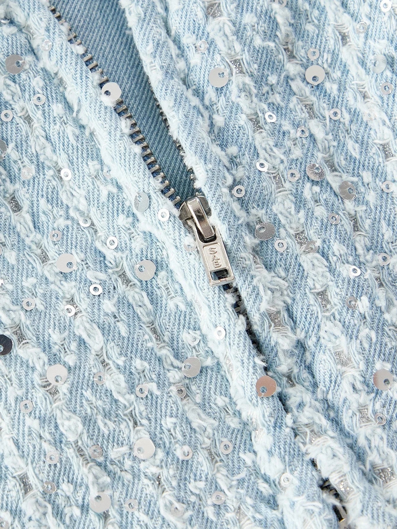 PREMIUM SEQUIN TEXTURE BANDEAU FASHIONABLE DENIM SET