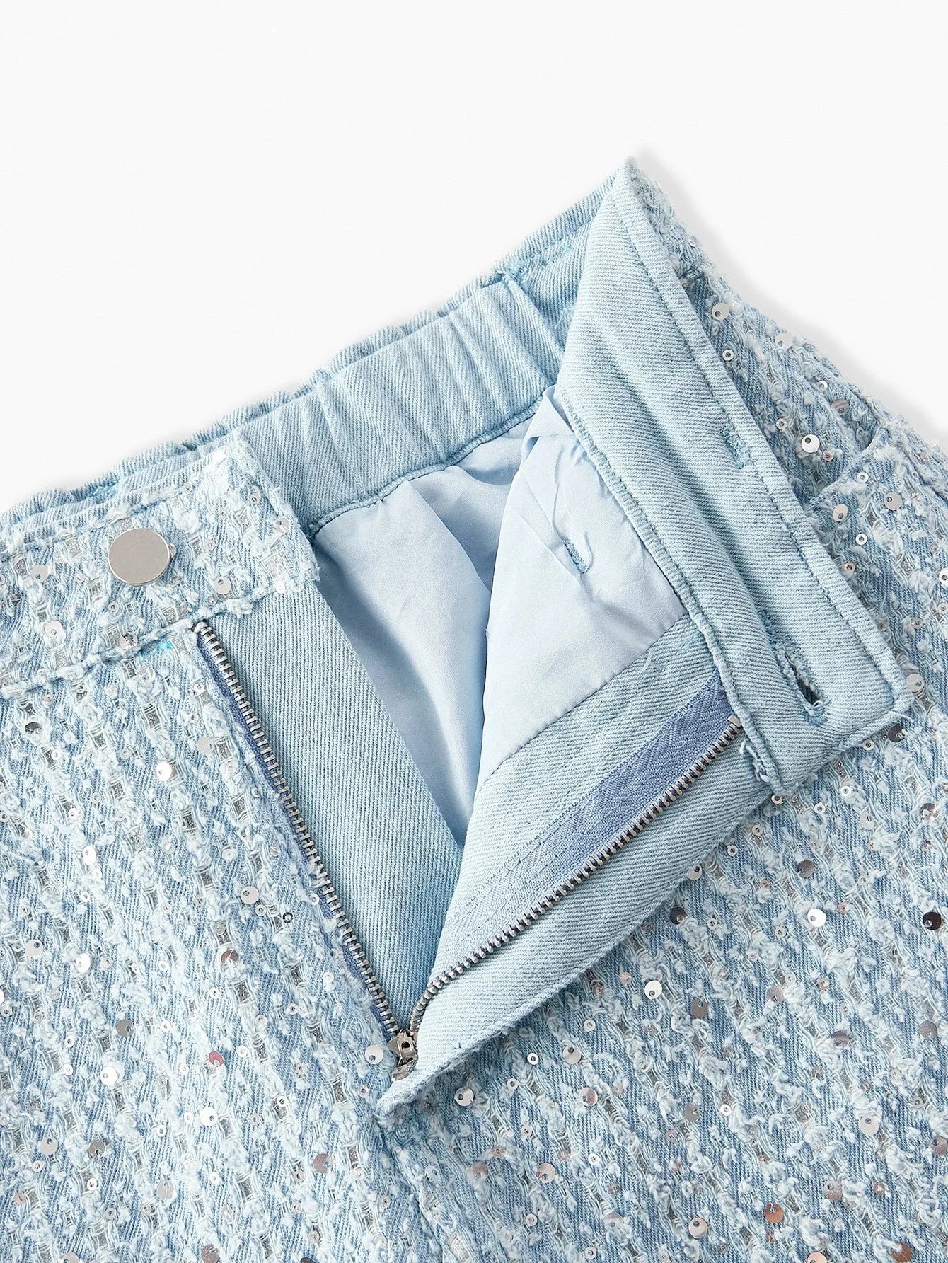 PREMIUM SEQUIN TEXTURE BANDEAU FASHIONABLE DENIM SET