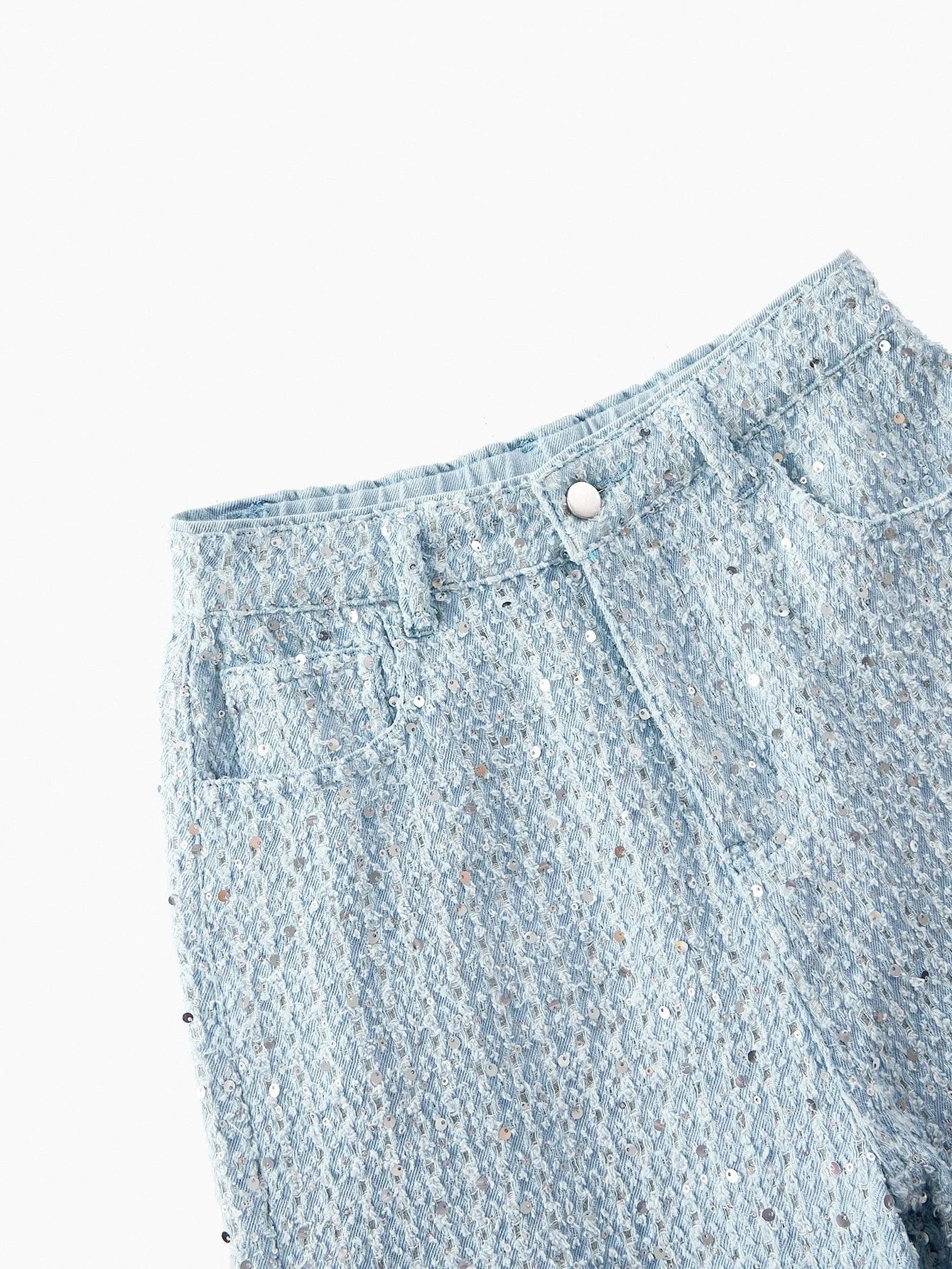 PREMIUM SEQUIN TEXTURE BANDEAU FASHIONABLE DENIM SET