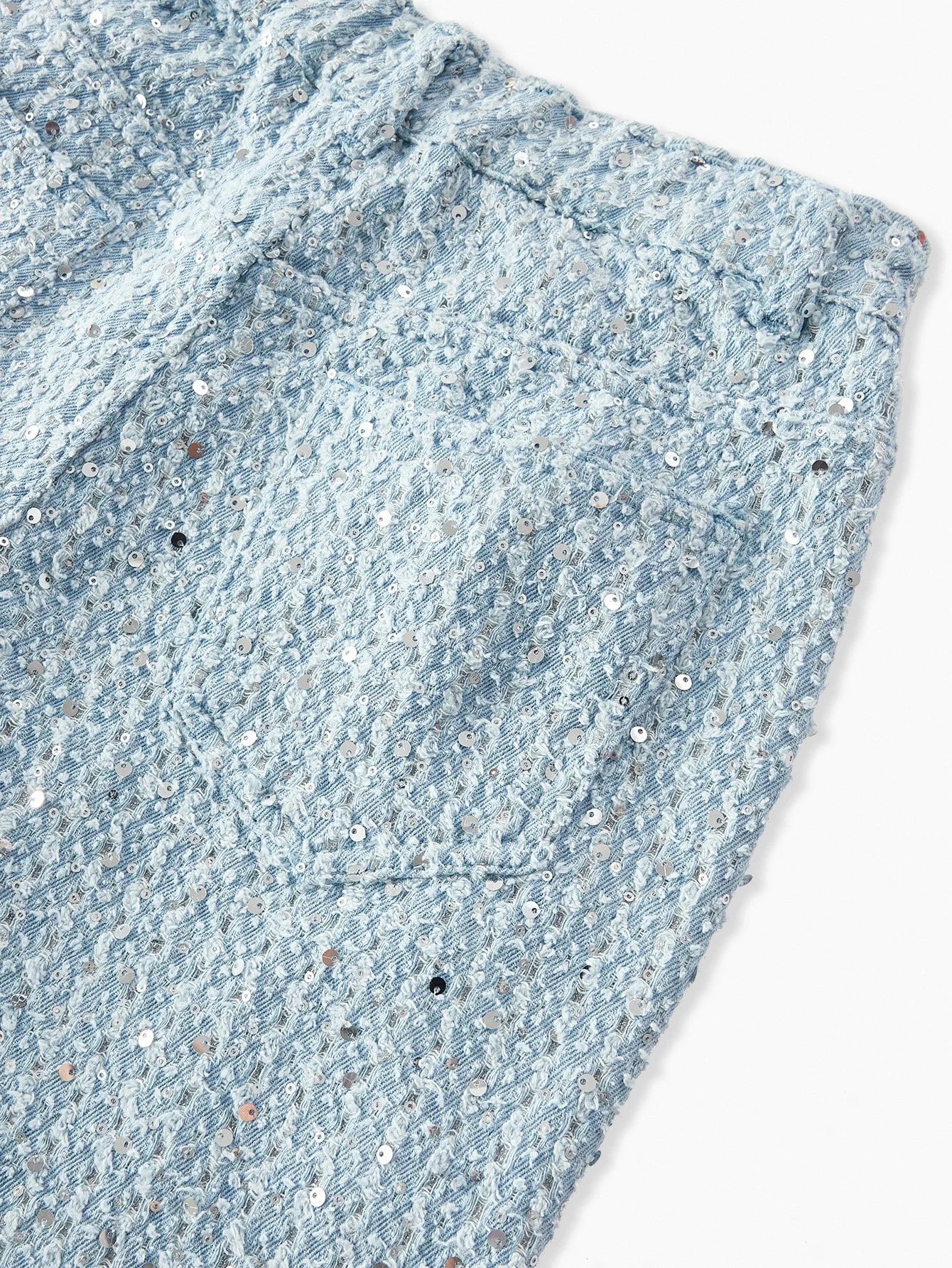 PREMIUM SEQUIN TEXTURE BANDEAU FASHIONABLE DENIM SET