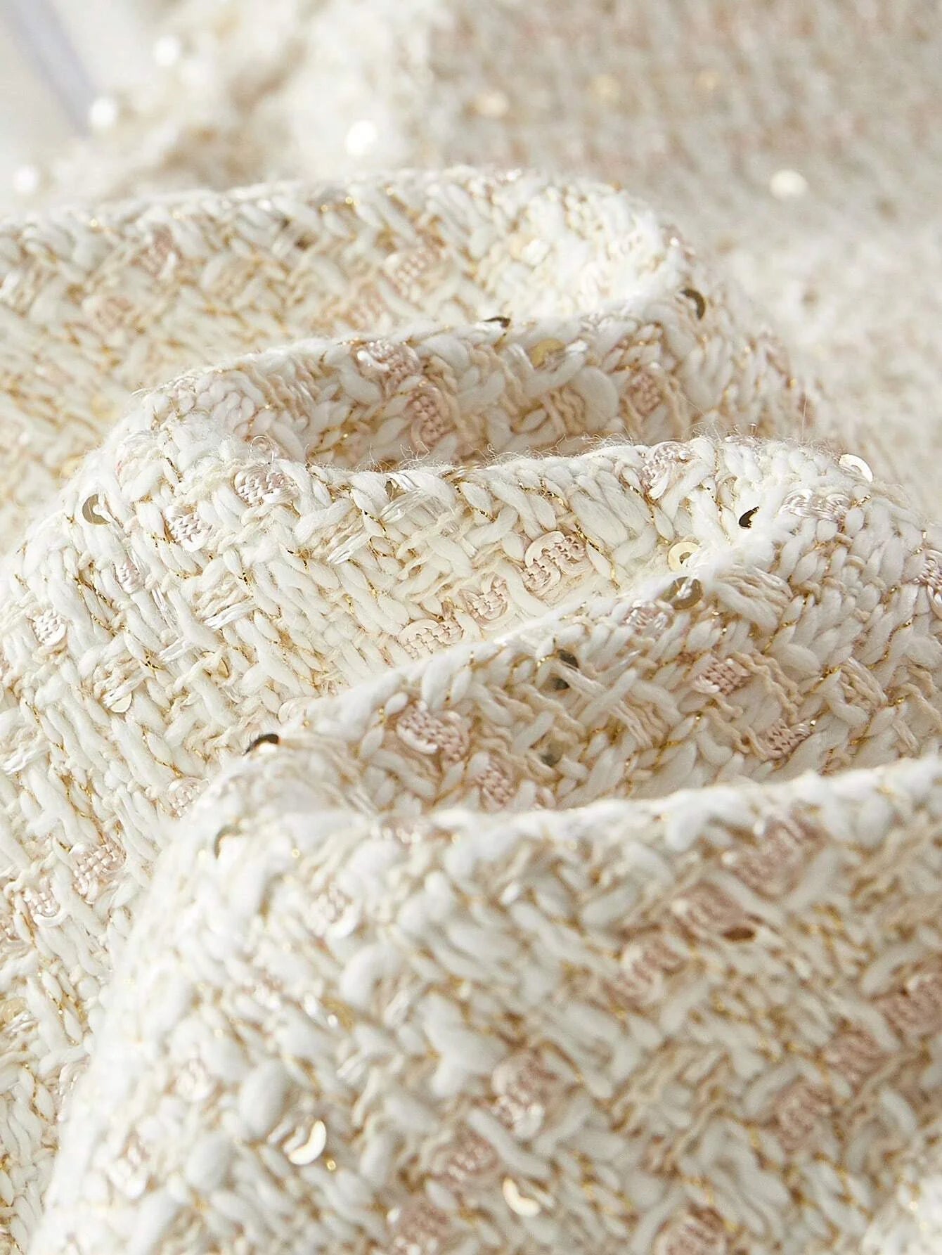 PREMIUM SEQUIN TWEED PATCH POCKET FAUX PEARL DETAIL MINI DRESS