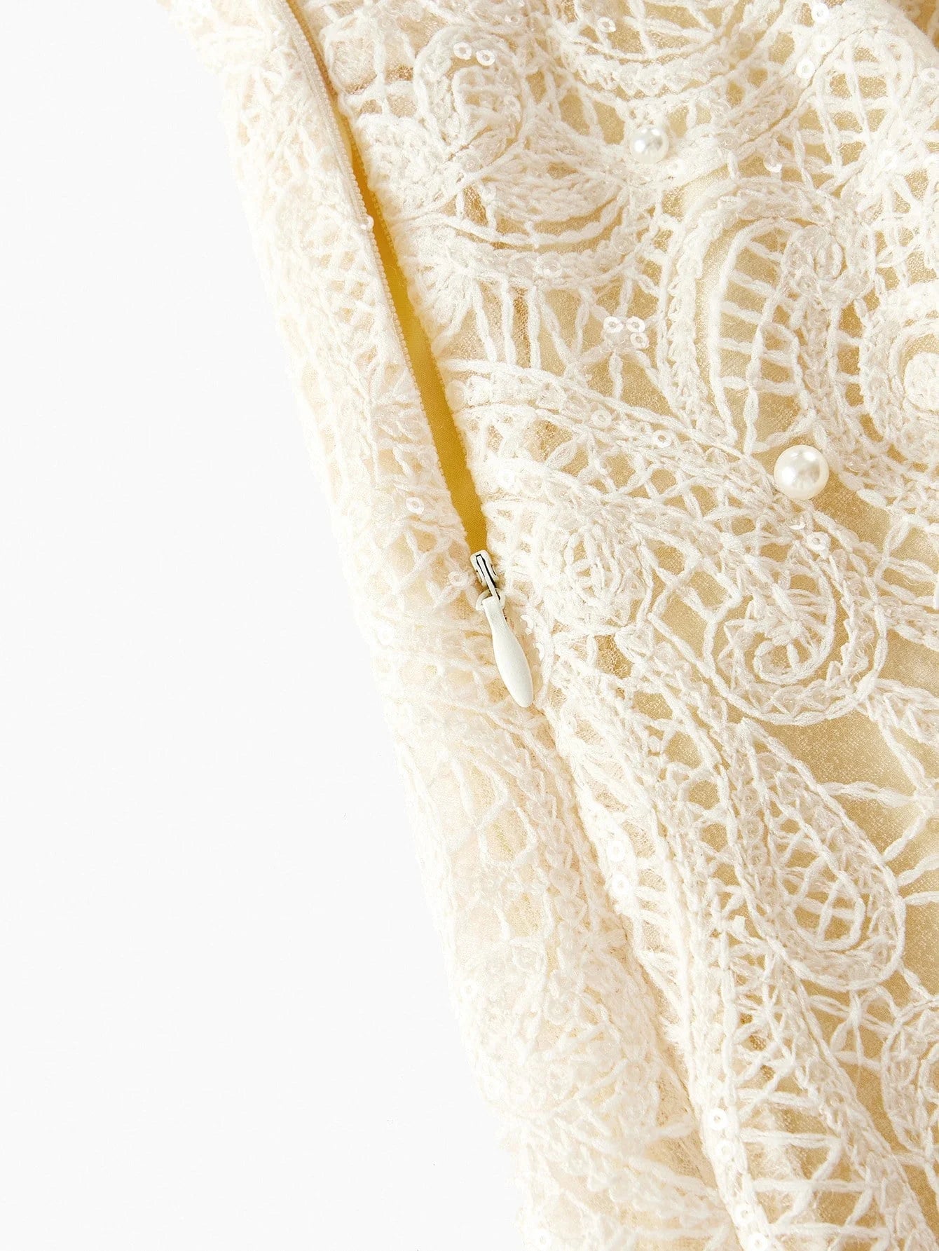 PREMIUM SEQUINED EMBROIDERED FAUX PEARL DRESS