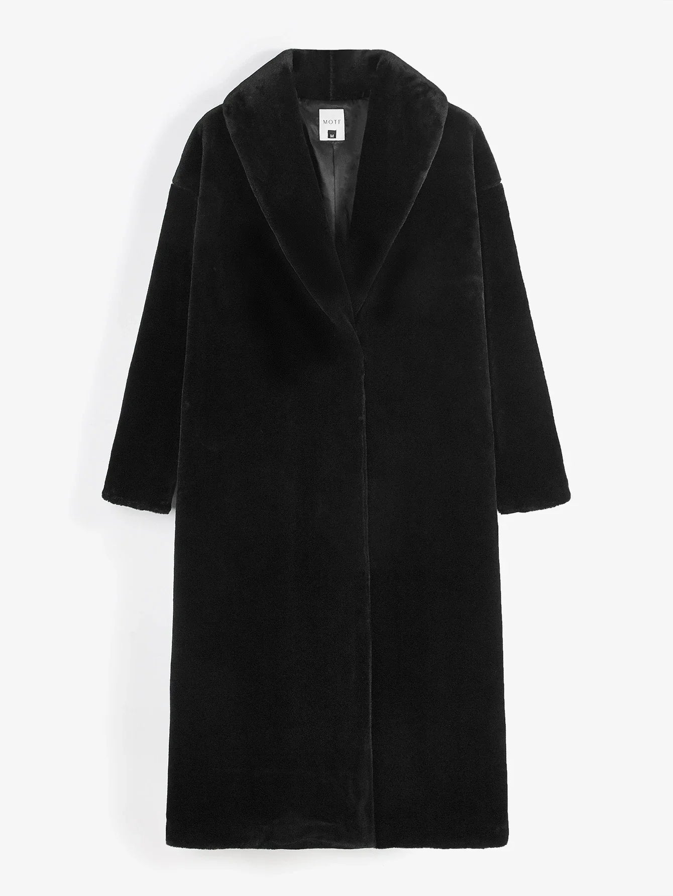 PREMIUM SHAWL NECK FUZZY COAT WITHOUT BELT