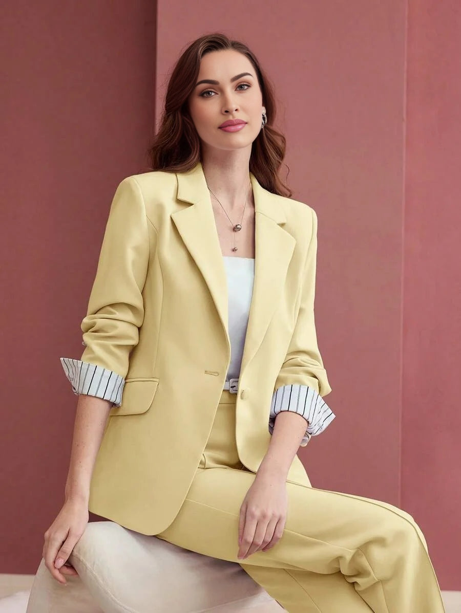 PREMIUM SINGLE BUTTON STRIPED PRINT BLAZER