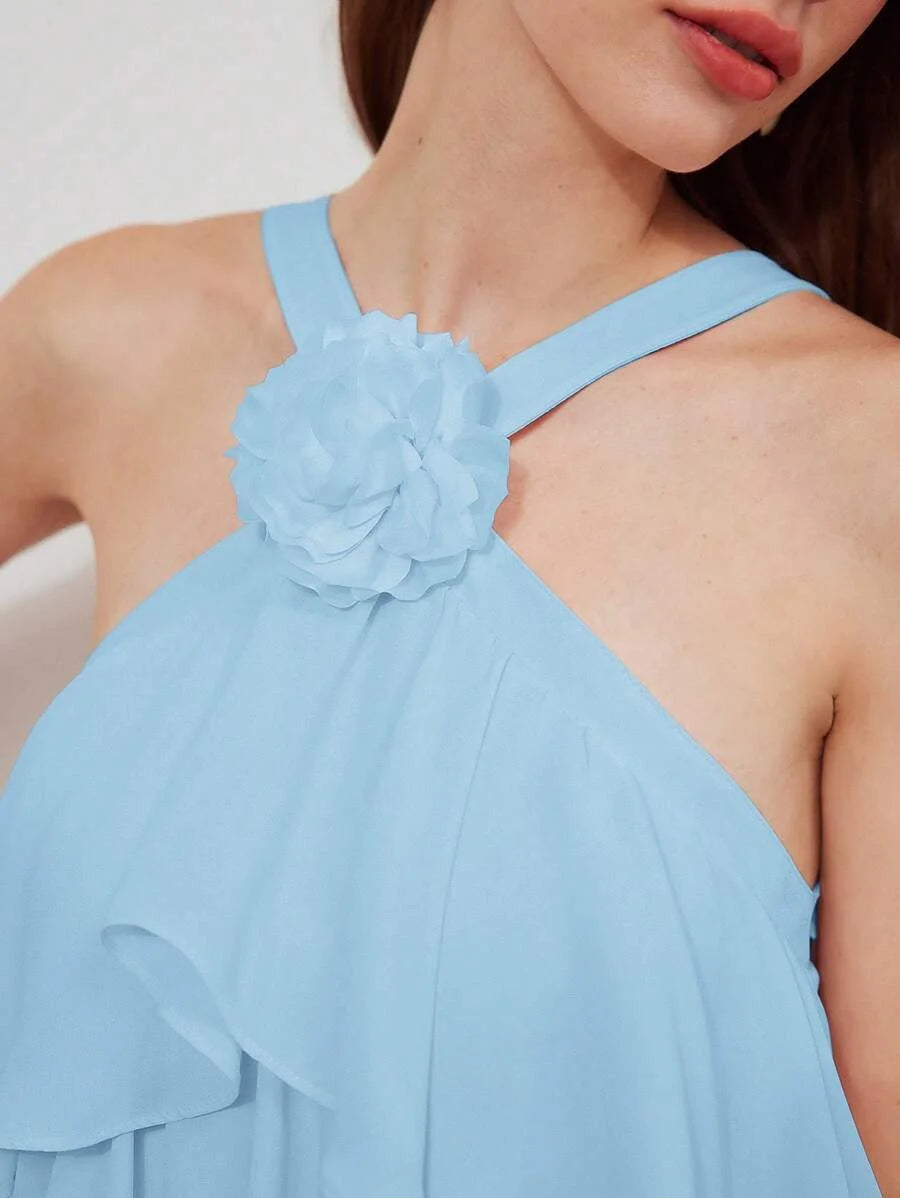 PREMIUM SLEEVELESS APPLIQUES LAYERED DRESS