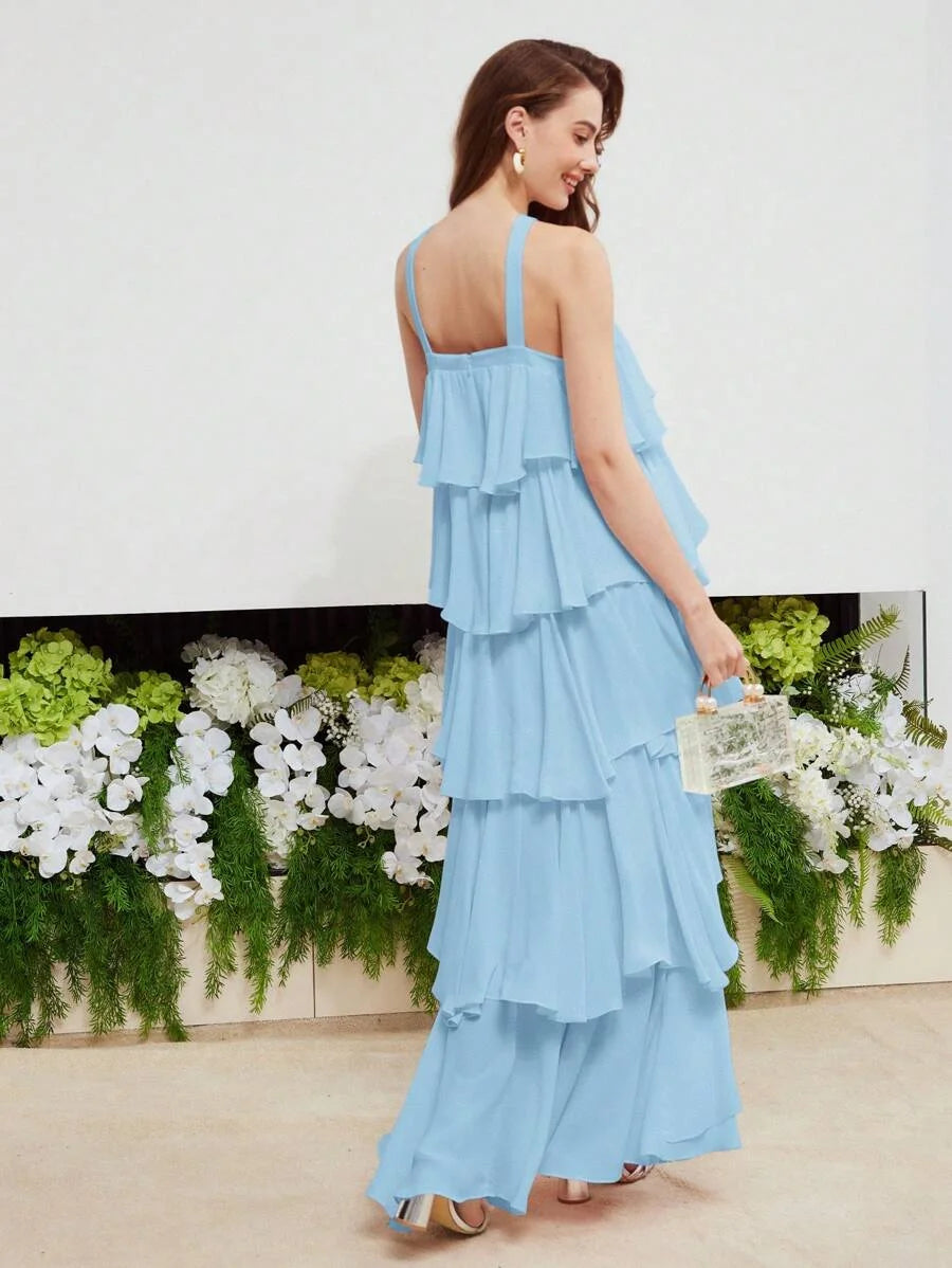 PREMIUM SLEEVELESS APPLIQUES LAYERED DRESS