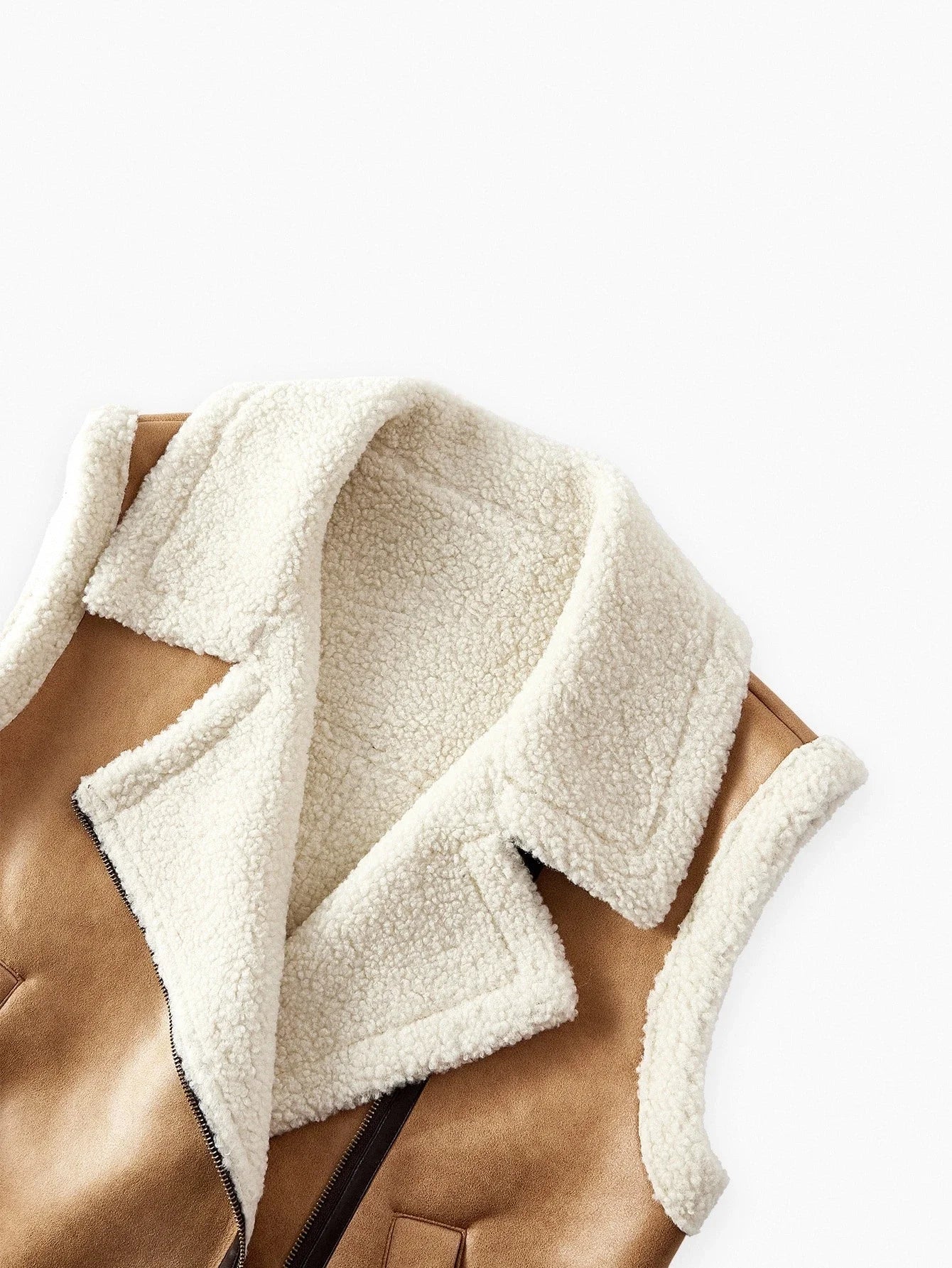 PREMIUM SLEEVELESS FAUX FUR COLLAR LEATHER JACKET