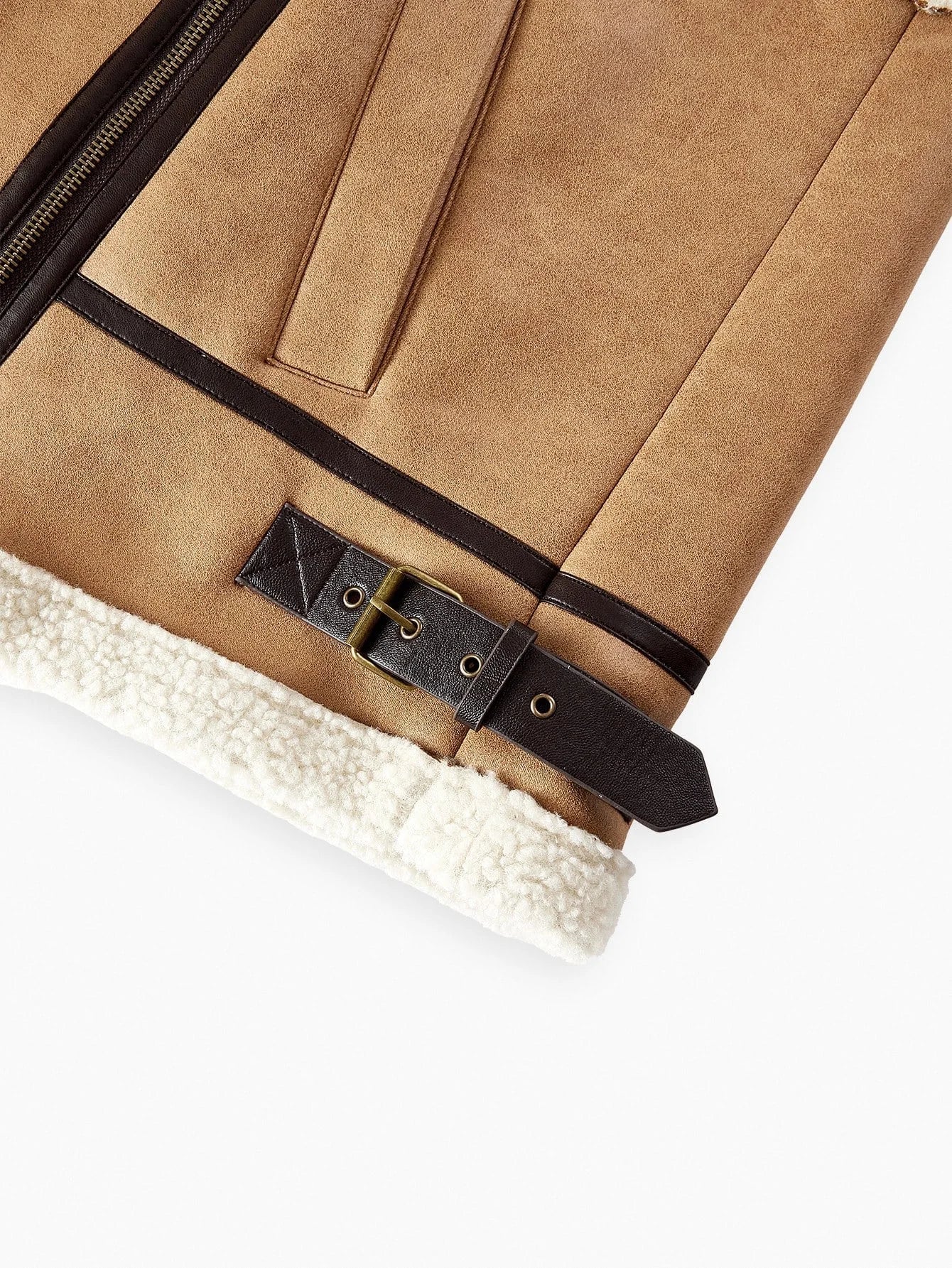 PREMIUM SLEEVELESS FAUX FUR COLLAR LEATHER JACKET