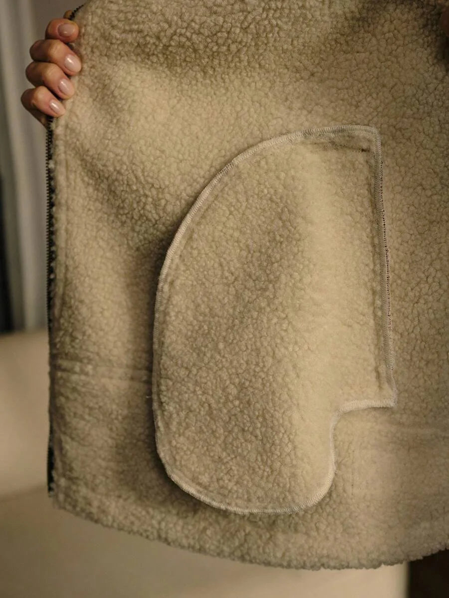 PREMIUM SLEEVELESS FAUX FUR COLLAR LEATHER JACKET