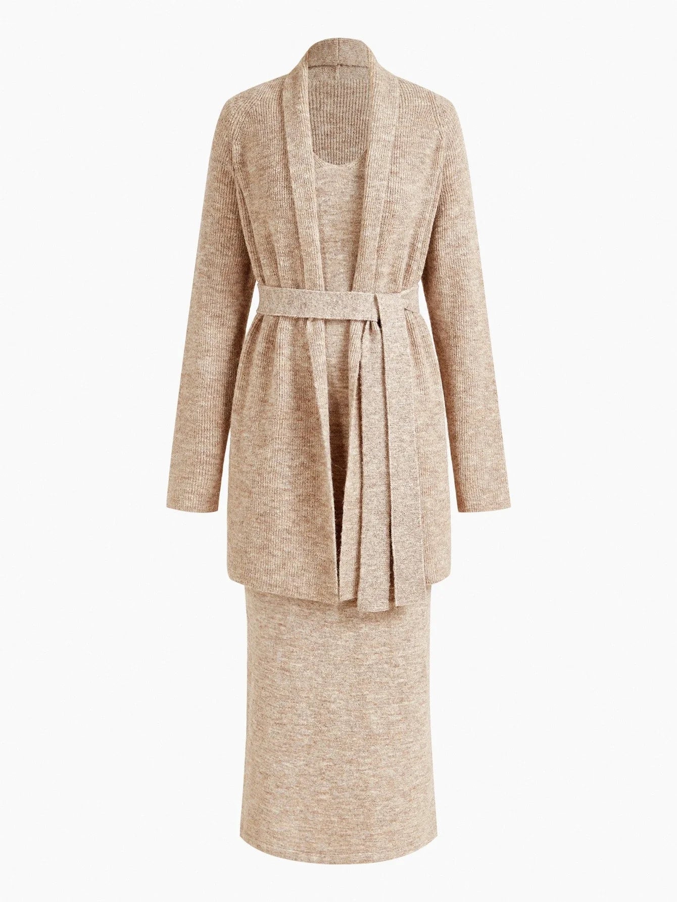PREMIUM SLIM FIT DRESS amp BELTED CARDIGAN SWEATER COORD
