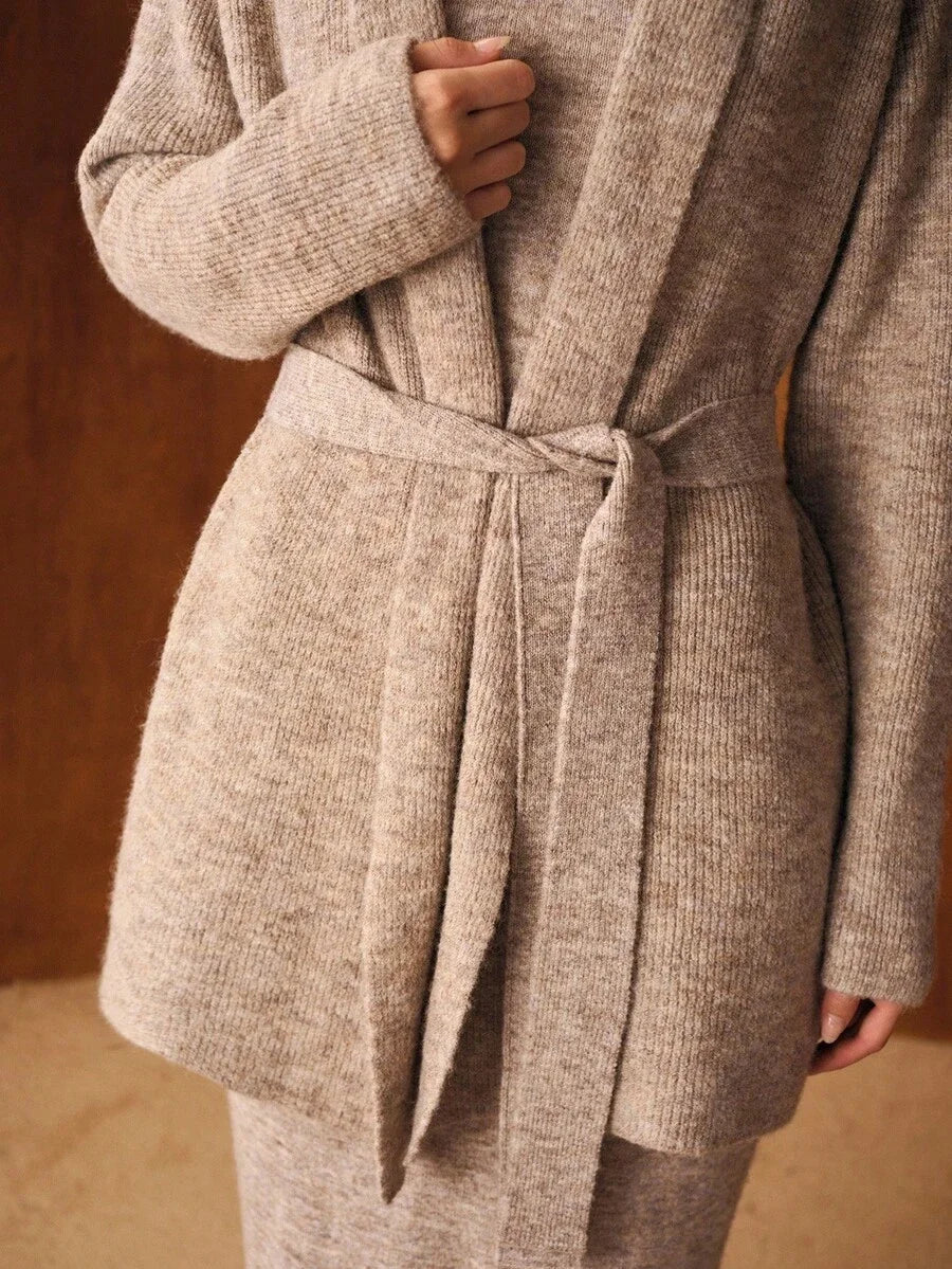 PREMIUM SLIM FIT DRESS amp BELTED CARDIGAN SWEATER COORD