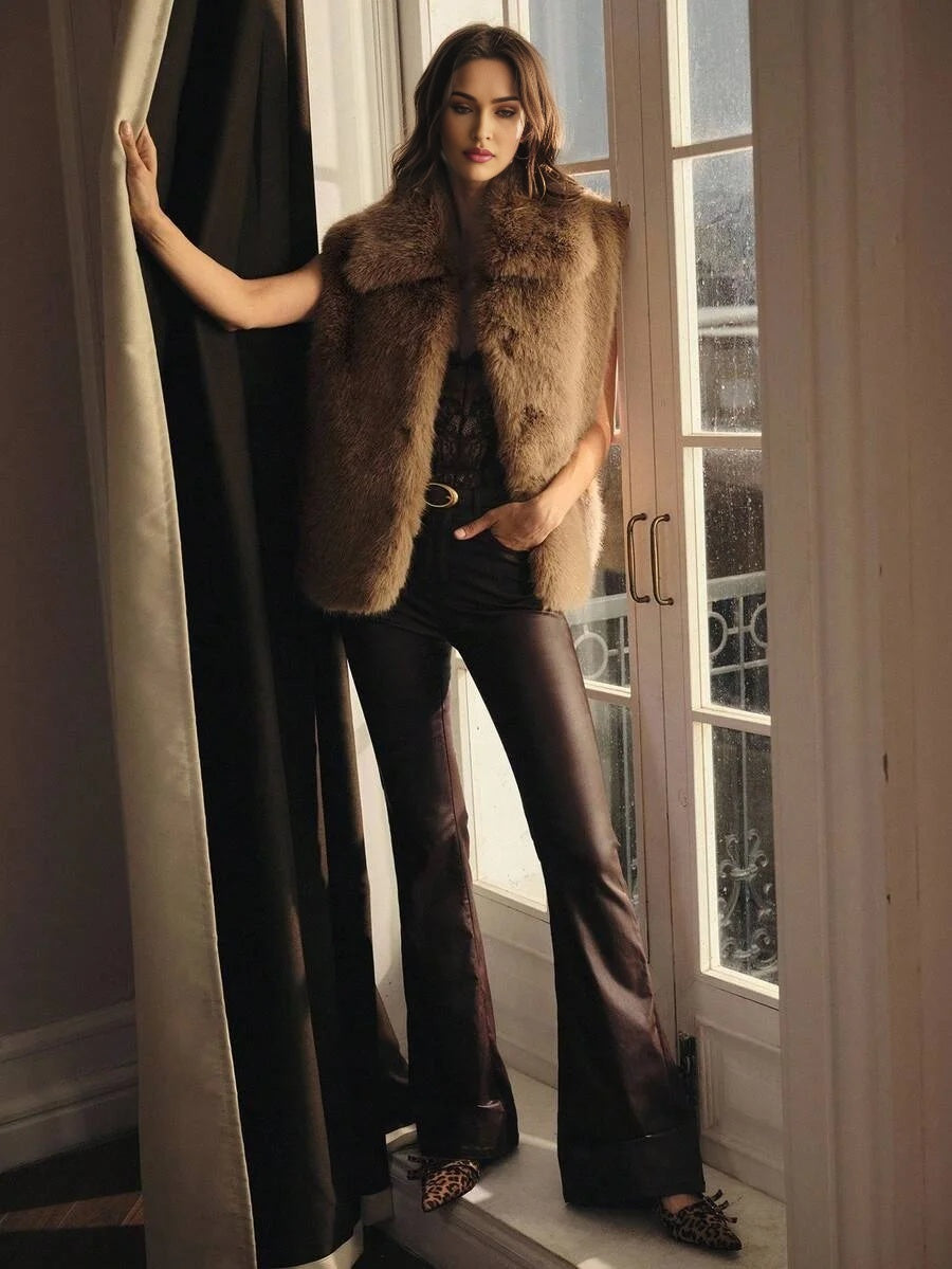 PREMIUM SNAP BUTTON SLEEVELESS FAUX FUR COAT FOR AUTUMN amp WINTER