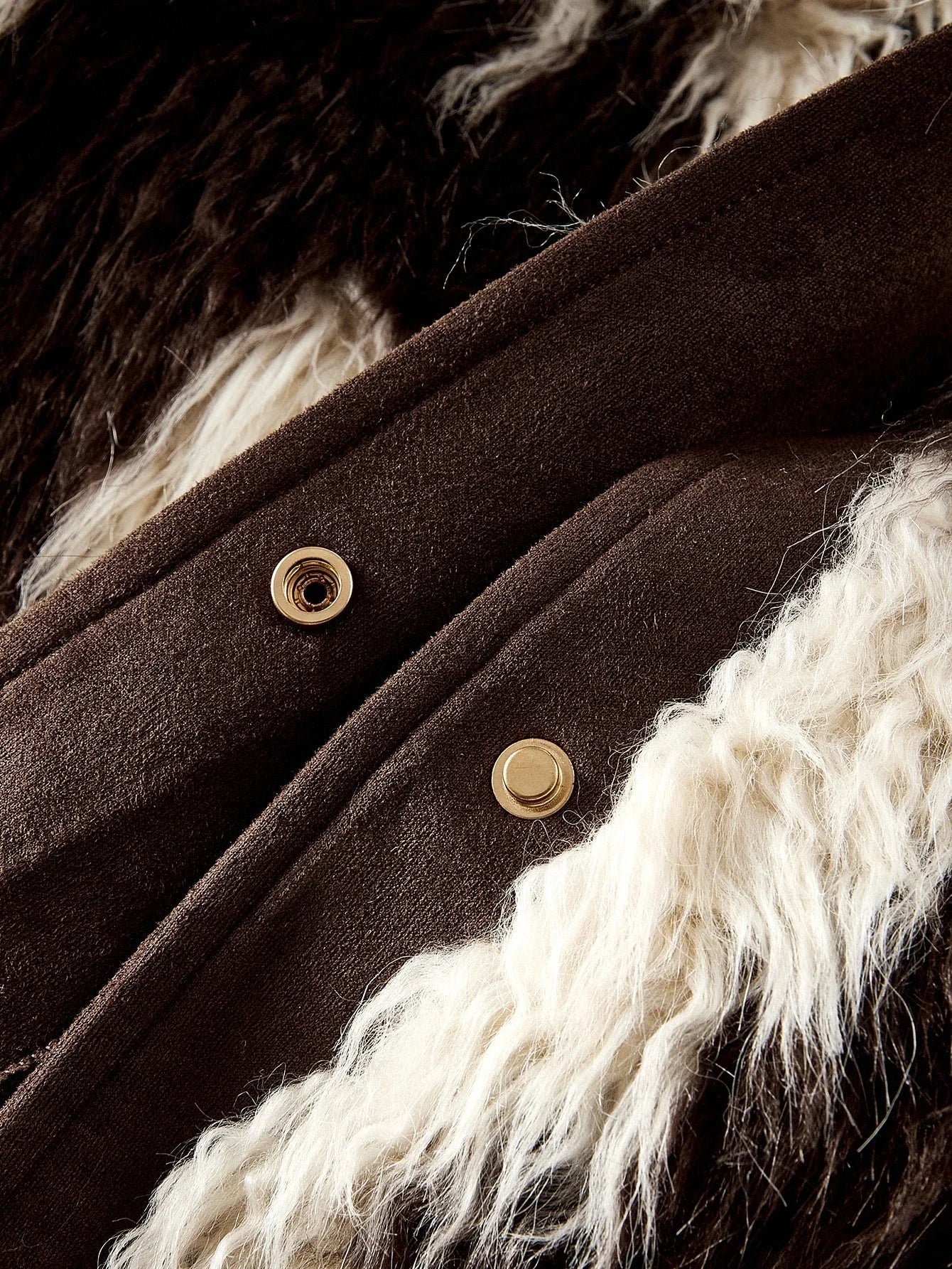 PREMIUM SNAP BUTTON TWO TONE FAUX FUR COAT