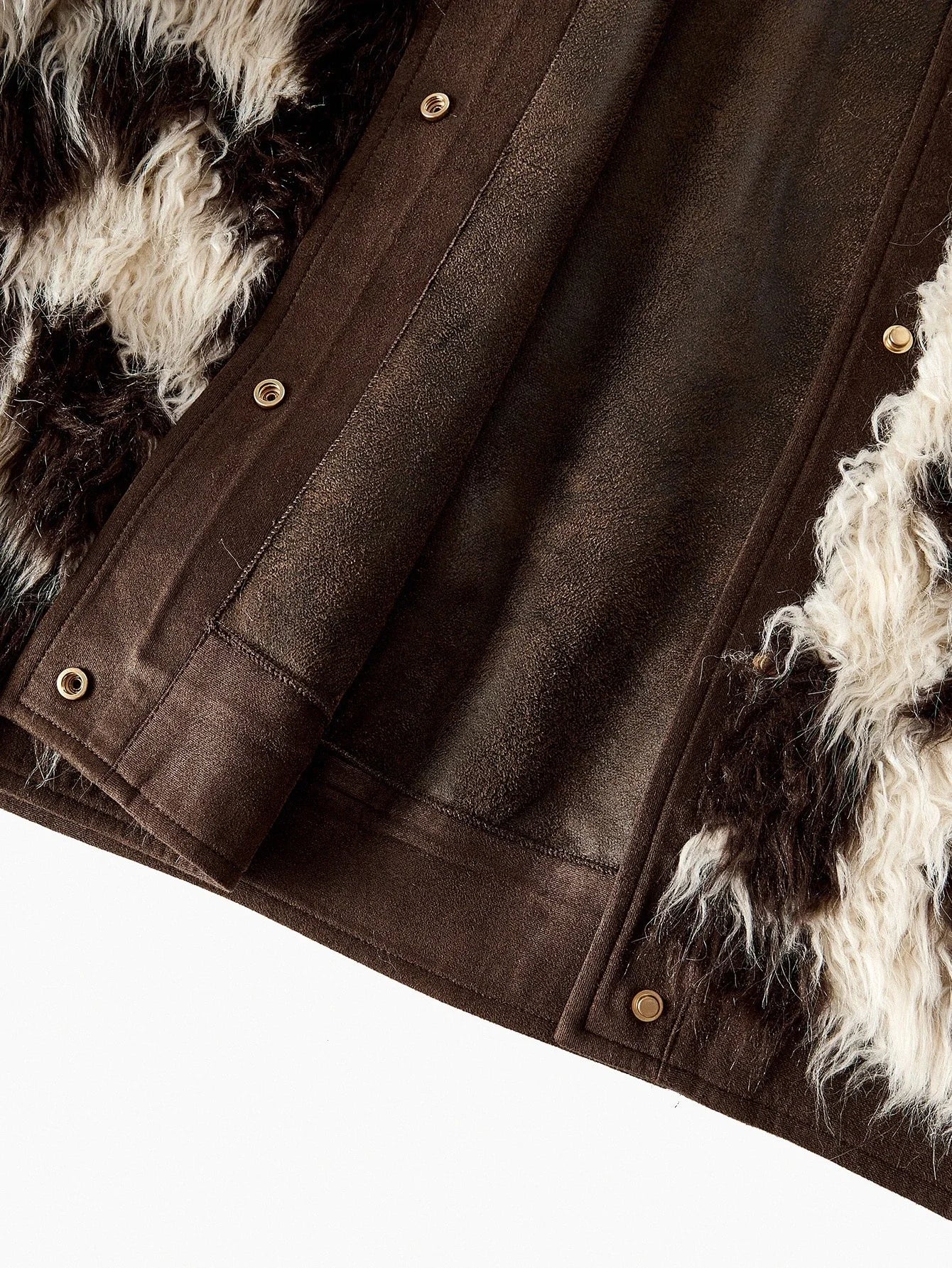 PREMIUM SNAP BUTTON TWO TONE FAUX FUR COAT