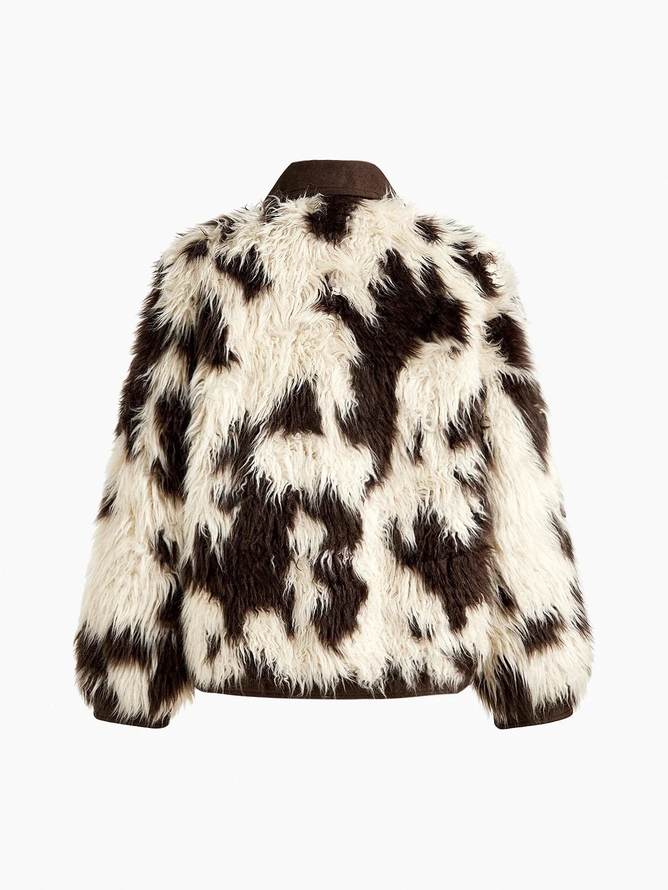 PREMIUM SNAP BUTTON TWO TONE FAUX FUR COAT