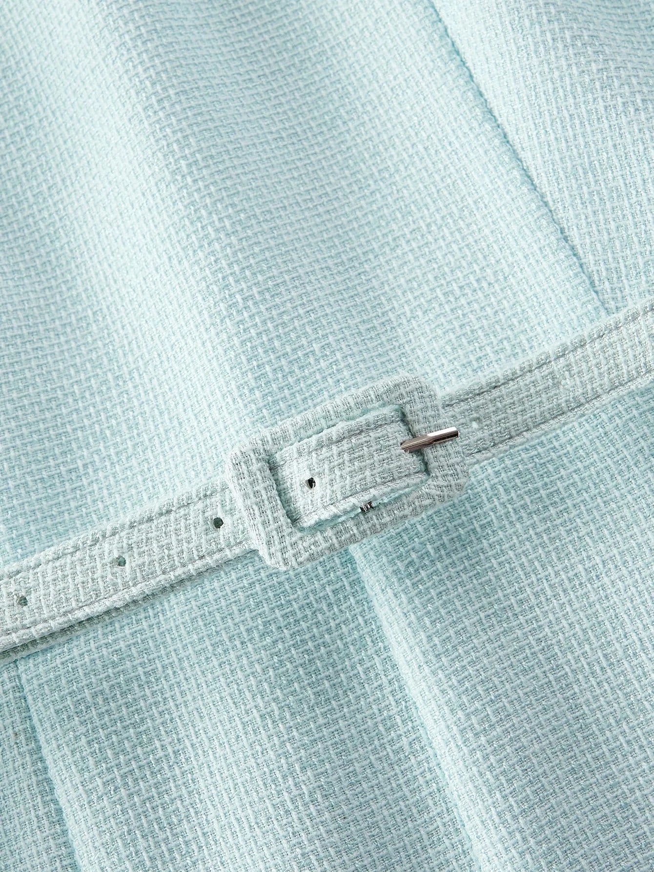 PREMIUM SOLID ASYMMETRICAL NECK BUCKLE BELTED FLARE HEM MIDI DRESS