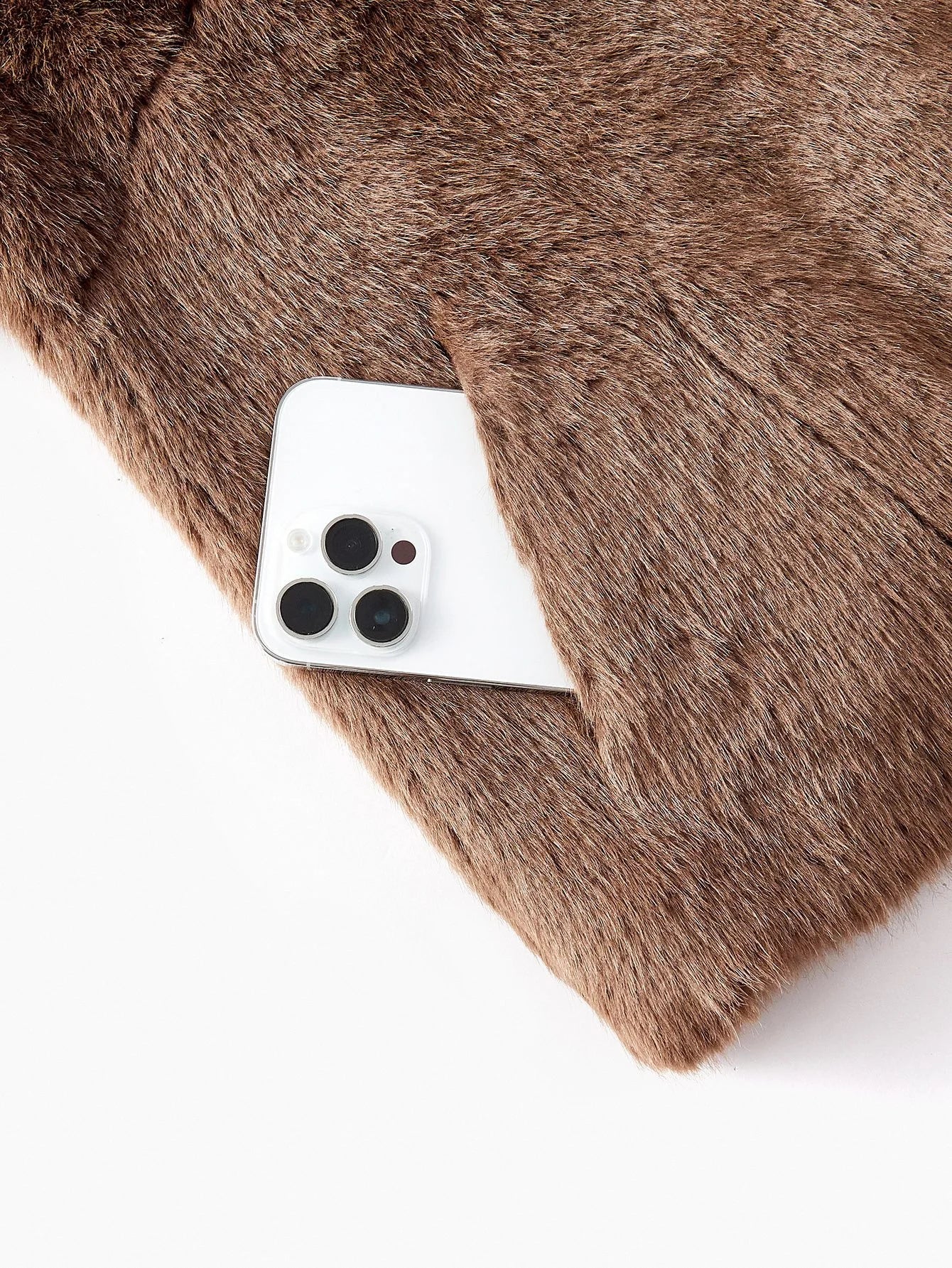 PREMIUM SOLID BUTTON PLACKET FAUX FUR COAT