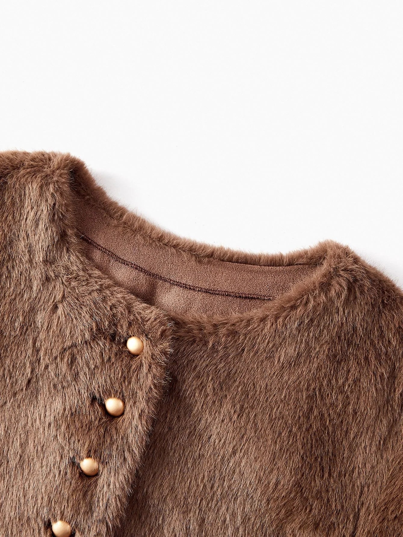 PREMIUM SOLID BUTTON PLACKET FAUX FUR COAT