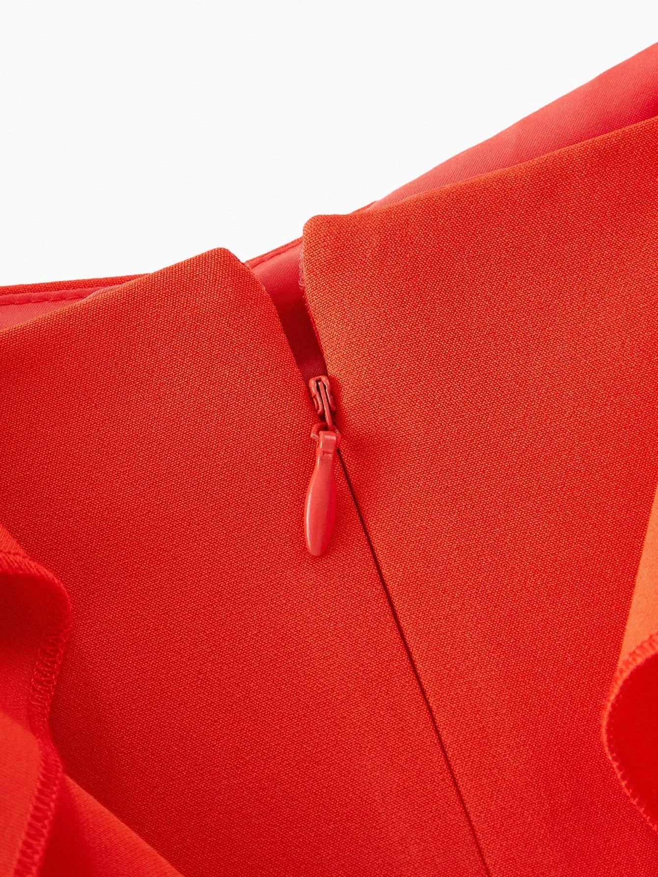 PREMIUM SOLID COLOR 3D FLORAL DECOR RUFFLE SLEEVE CINCHED WAIST MIDCALF DRESS