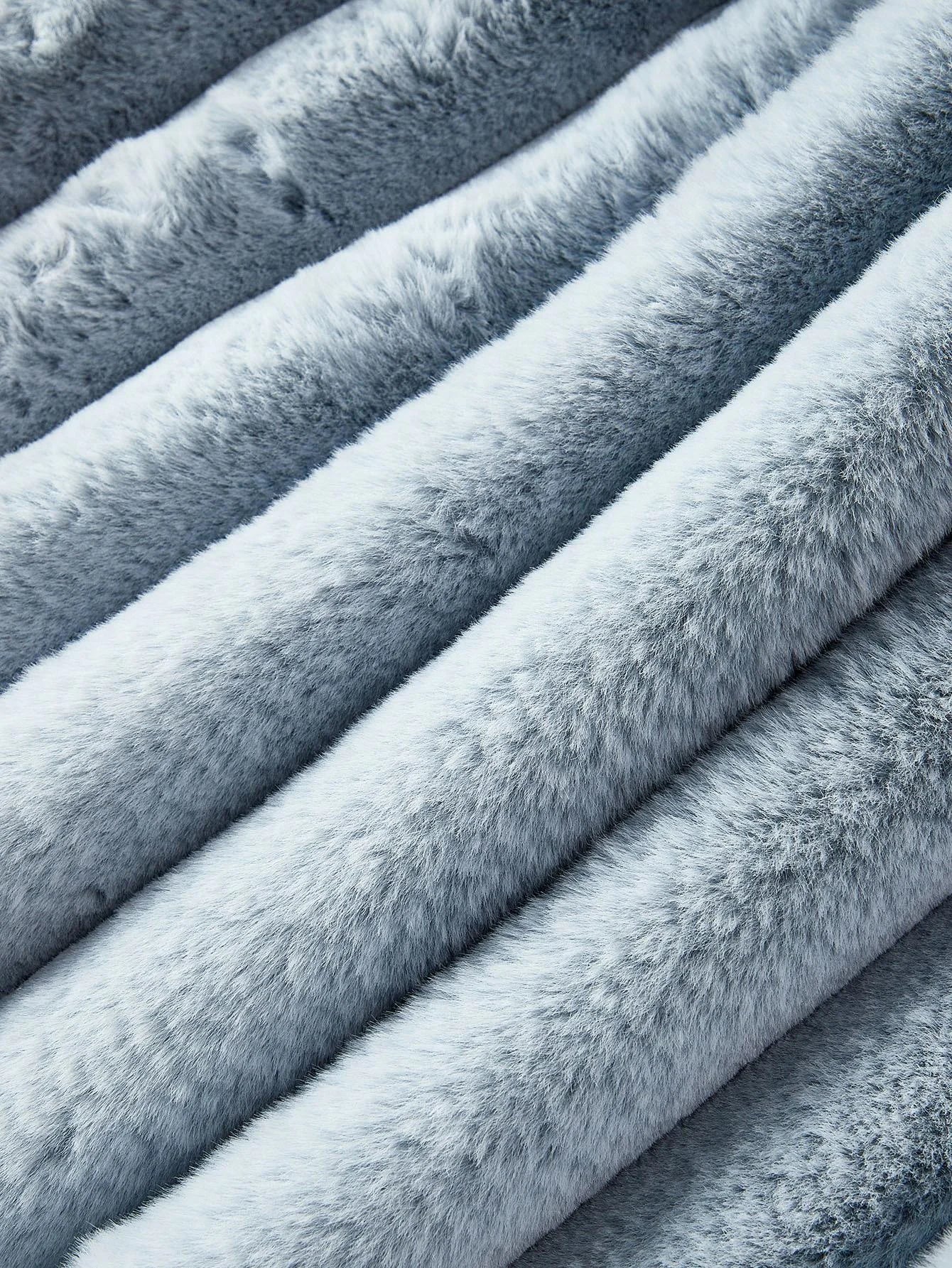 PREMIUM SOLID HIGH NECK ZIP PLACKET FAUX FUR COAT