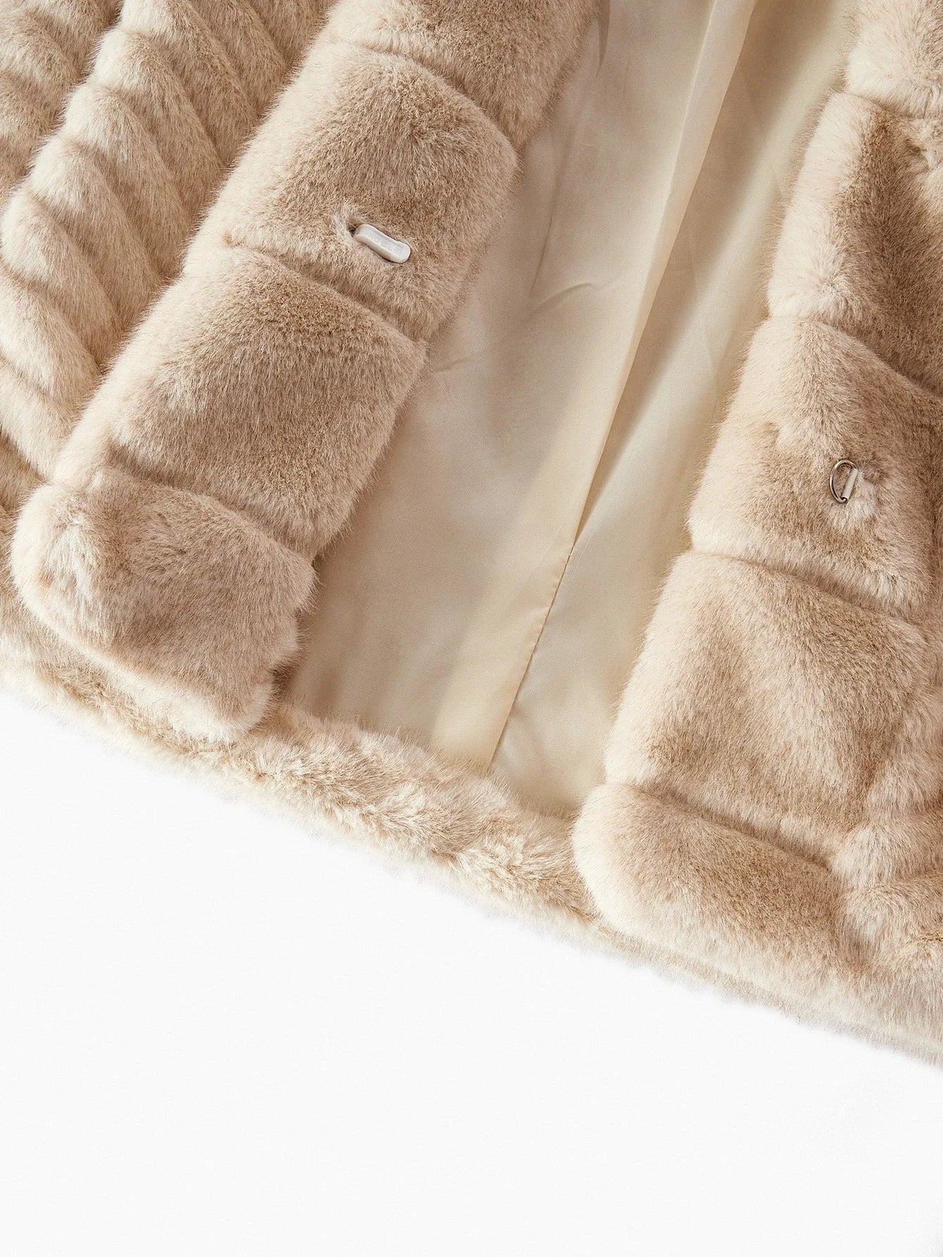 PREMIUM SOLID LAPEL COLLAR FAUX FUR COAT