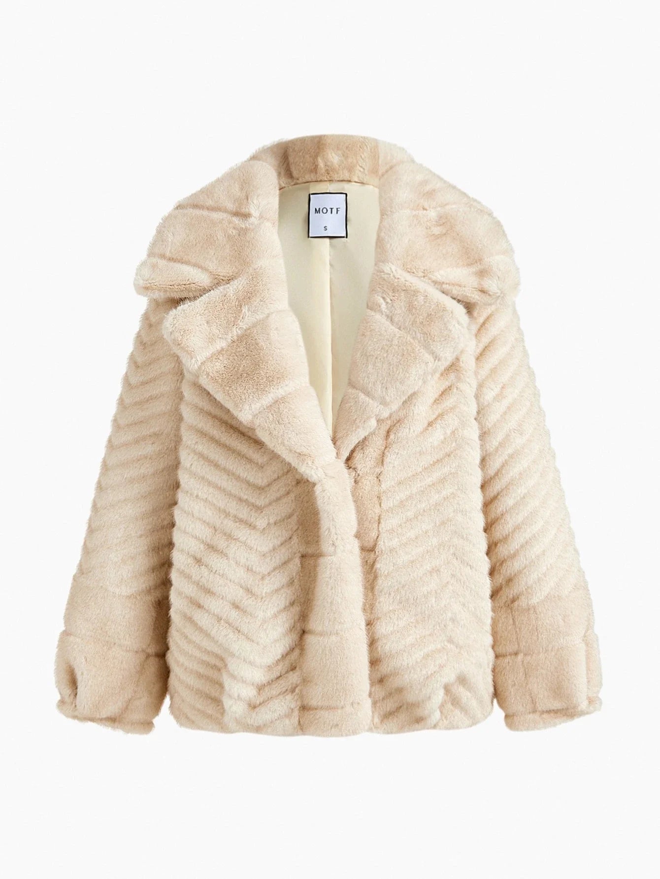 PREMIUM SOLID LAPEL COLLAR FAUX FUR COAT