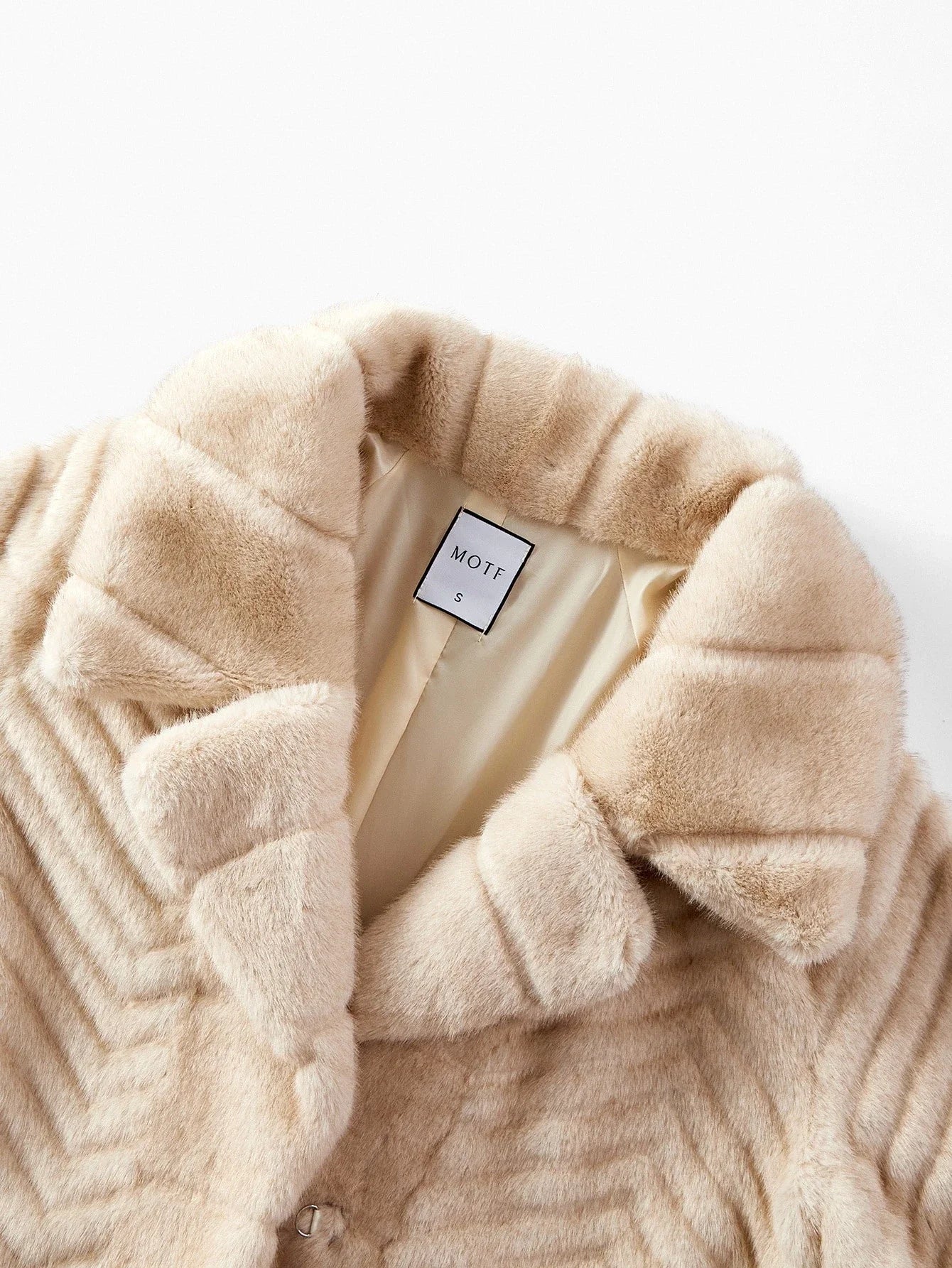 PREMIUM SOLID LAPEL COLLAR FAUX FUR COAT