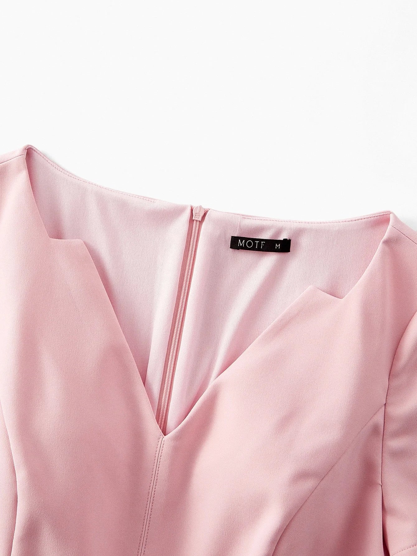 PREMIUM SOLID NOTCH NECK BELTED ZIPPER MIDI DRESS