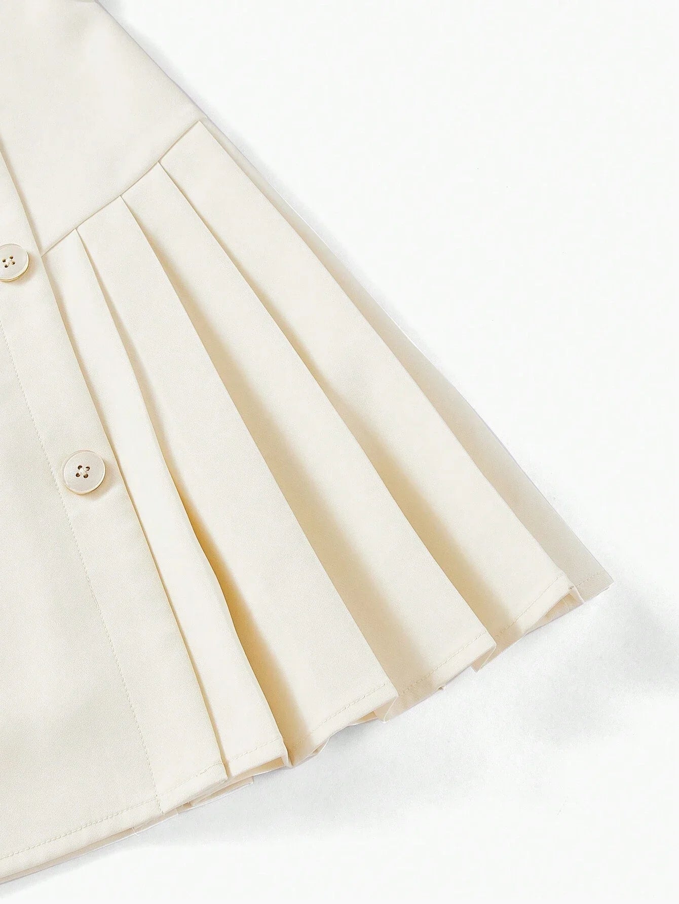 PREMIUM SOLID NOTCH NECK BUTTON DETAIL FOLD PLEATED HEM DRESSSUMMER OUTFITS