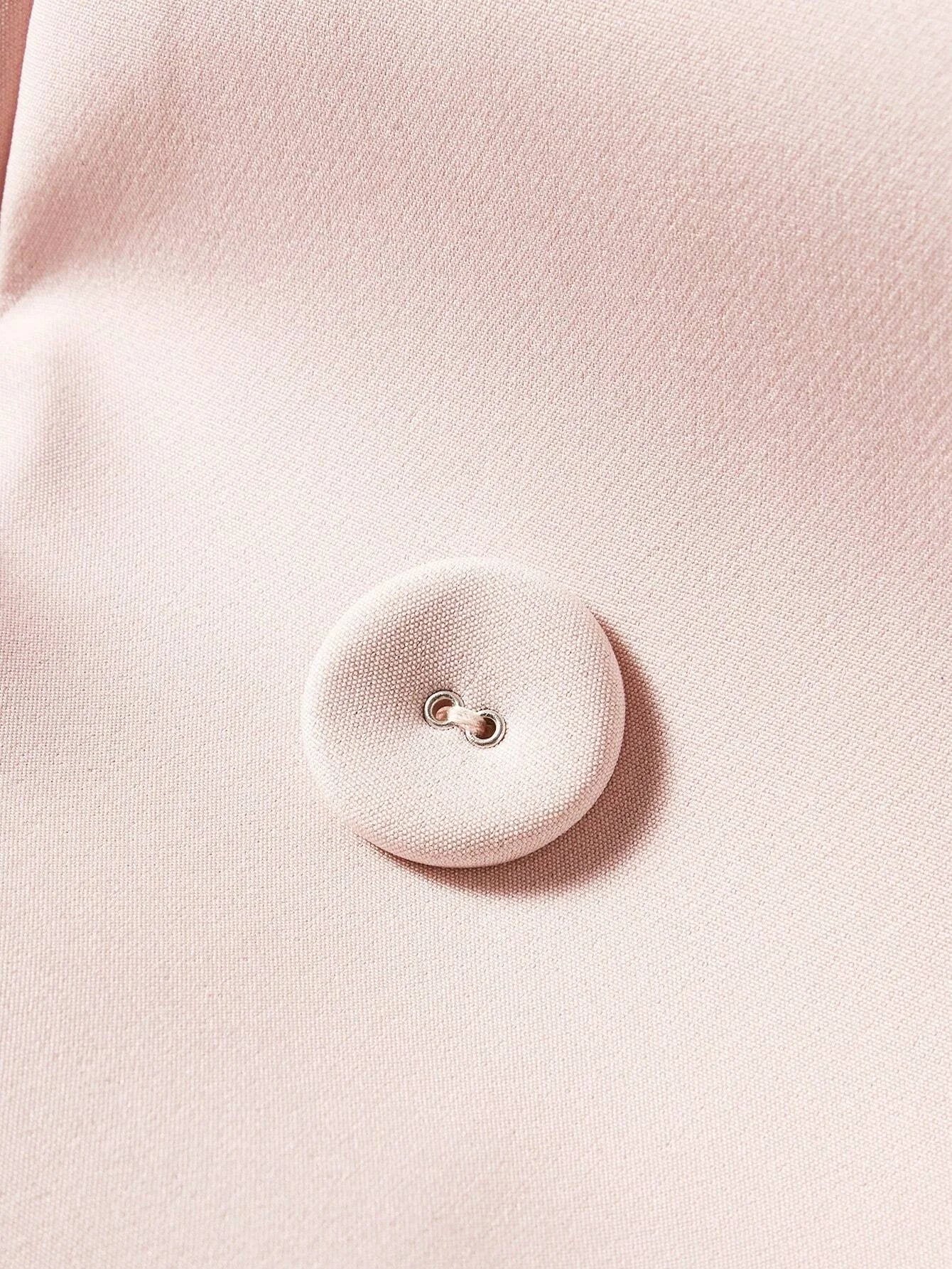 PREMIUM SOLID PEAK COLLAR DOUBLE BREASTED PLACKET PLEATED PANEL DRESSSUMMER OUTFITS