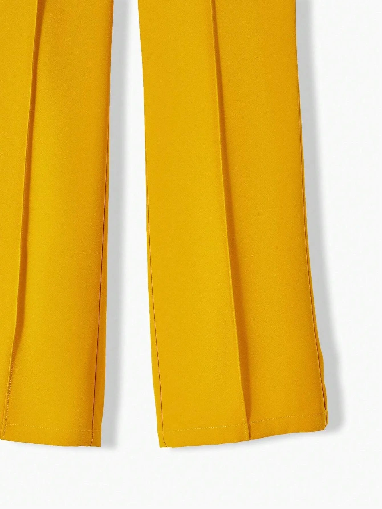 PREMIUM SOLID SEAM FRONT TWIST HALTER NECK FLARE LEG JUMPSUIT