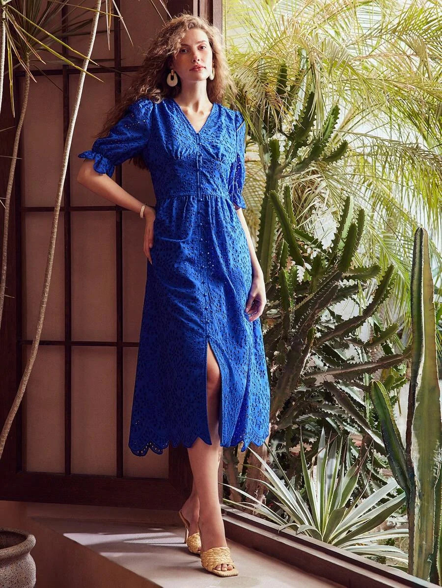 PREMIUM SOLID VNECK FLARE SLEEVE SCHIFFY DRESSSUMMER OUTFITS FOR BEACH VACATION