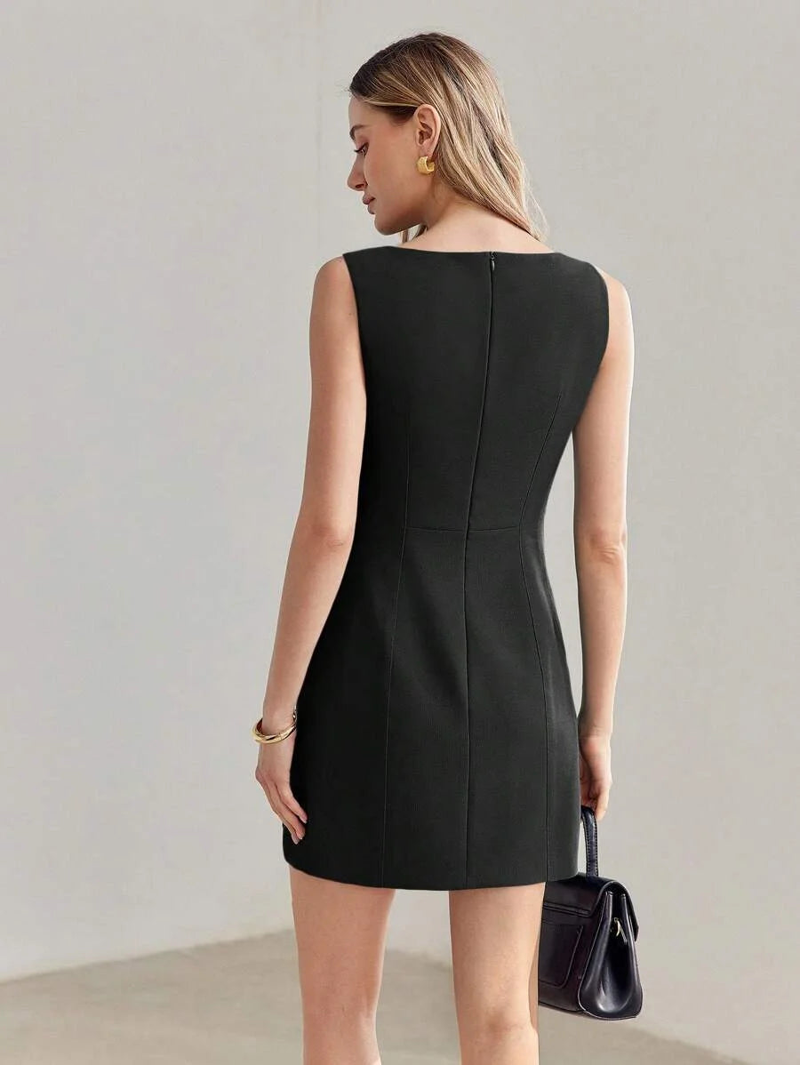 PREMIUM SOLID ZIPPER BACK MINI DRESS