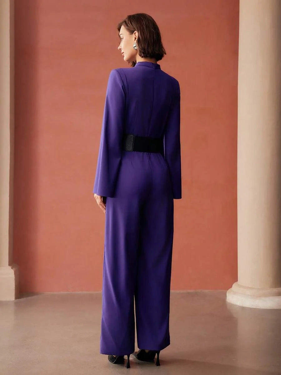 PREMIUM SPLIT SLEEVE TIE NECK JUMPSUIT