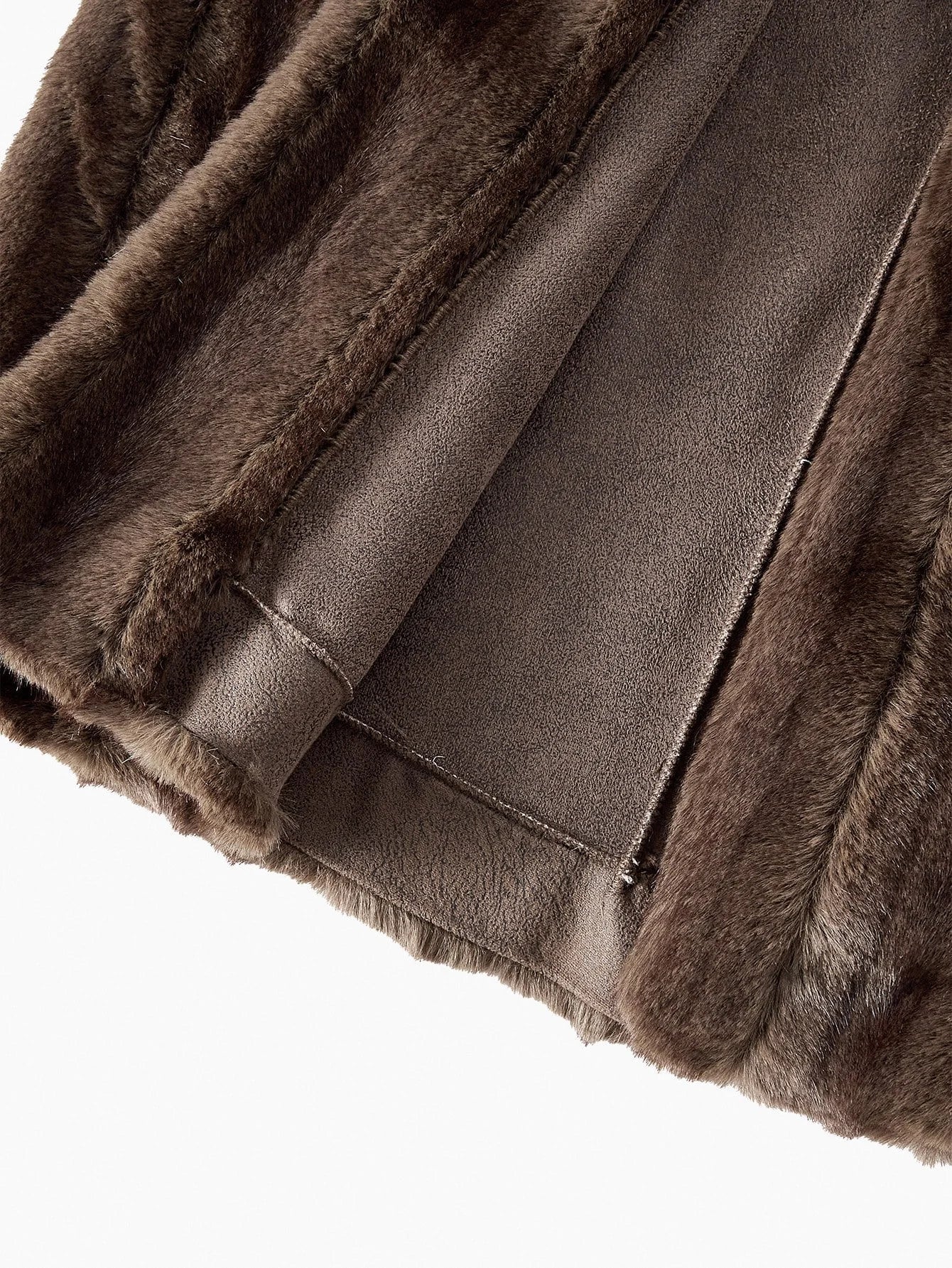 PREMIUM STAND COLLAR BELTED FAUX FUR COAT