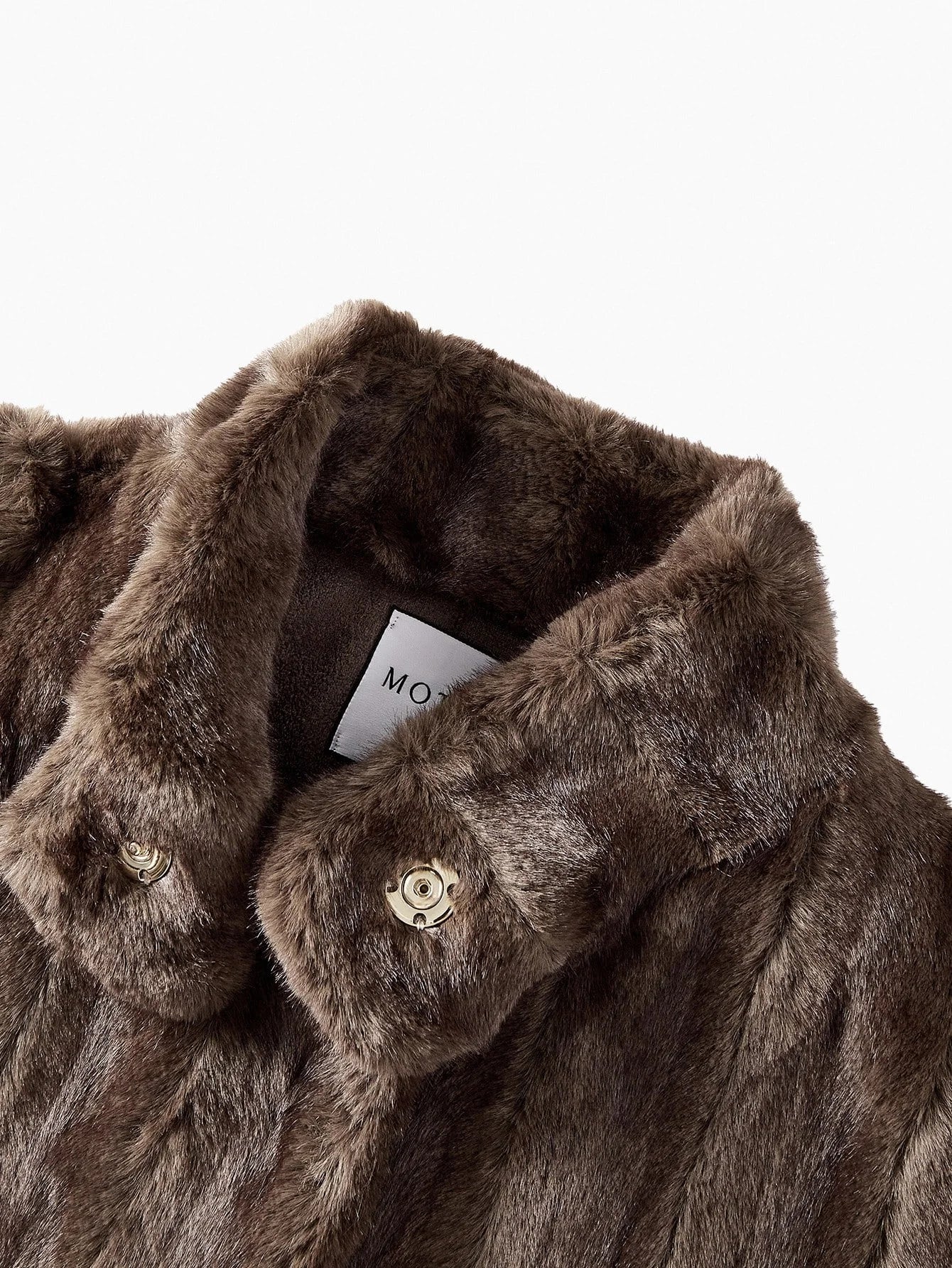 PREMIUM STAND COLLAR BELTED FAUX FUR COAT