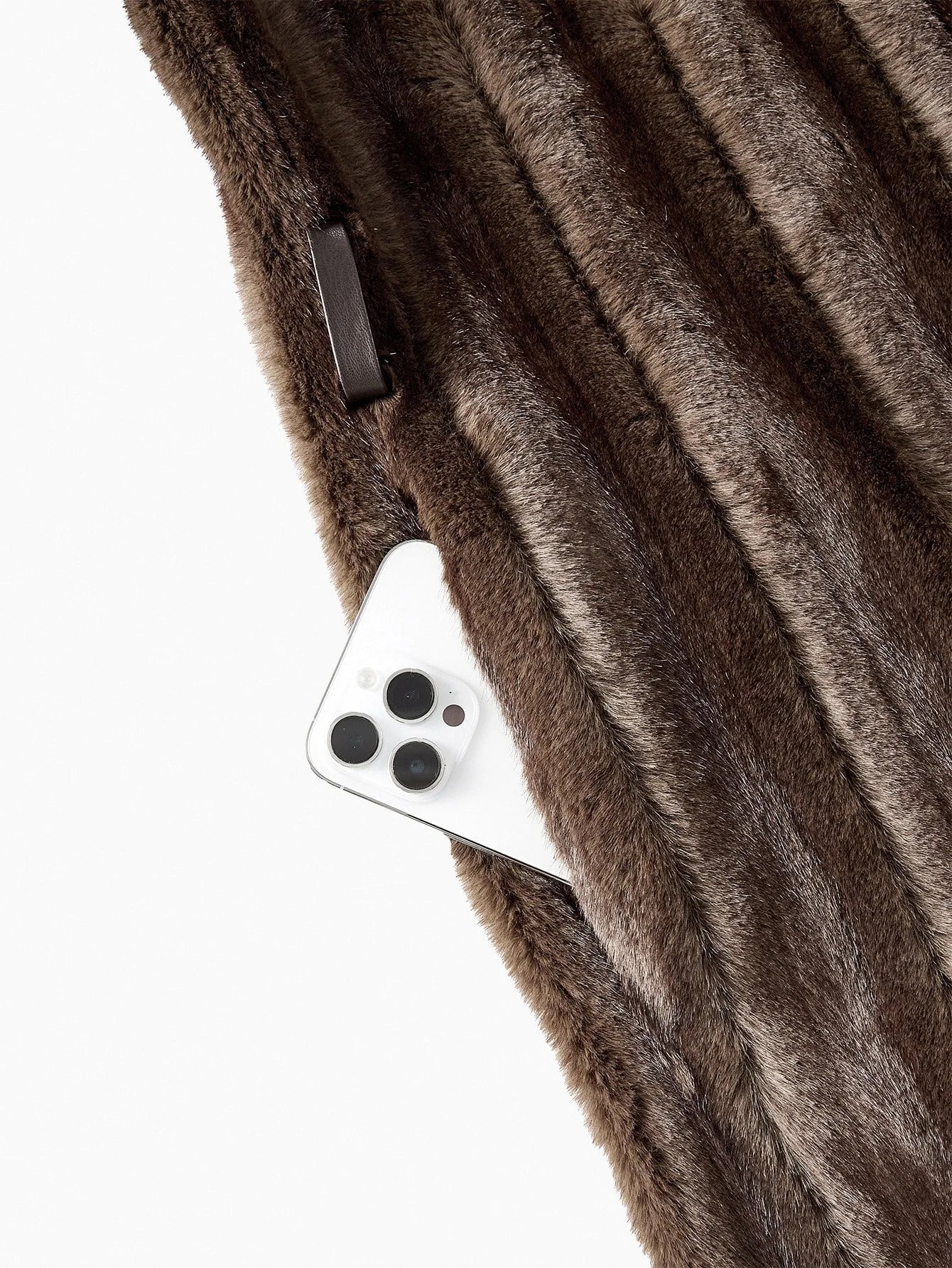 PREMIUM STAND COLLAR BELTED FAUX FUR COAT