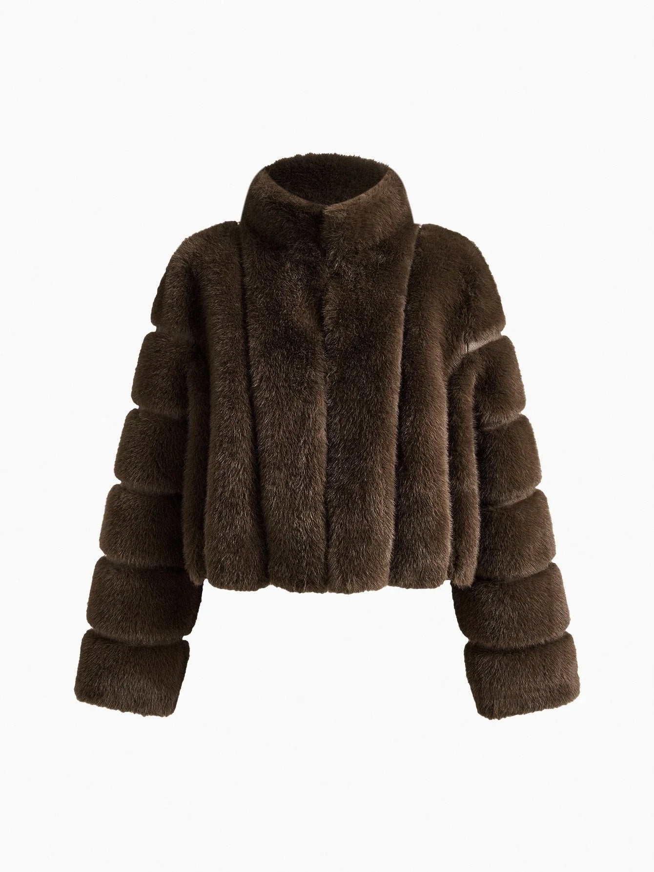 PREMIUM STAND COLLAR FAUX FUR COAT FALL WINTER