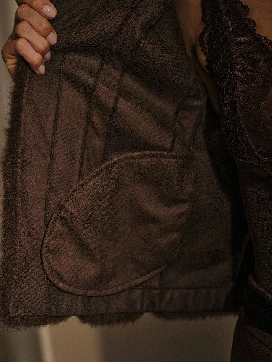 PREMIUM STAND COLLAR FAUX FUR COAT FALL WINTER