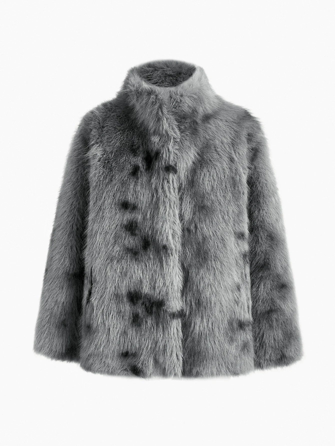 PREMIUM STANDER COLLAR FAUX FUR COAT FALL WINTER